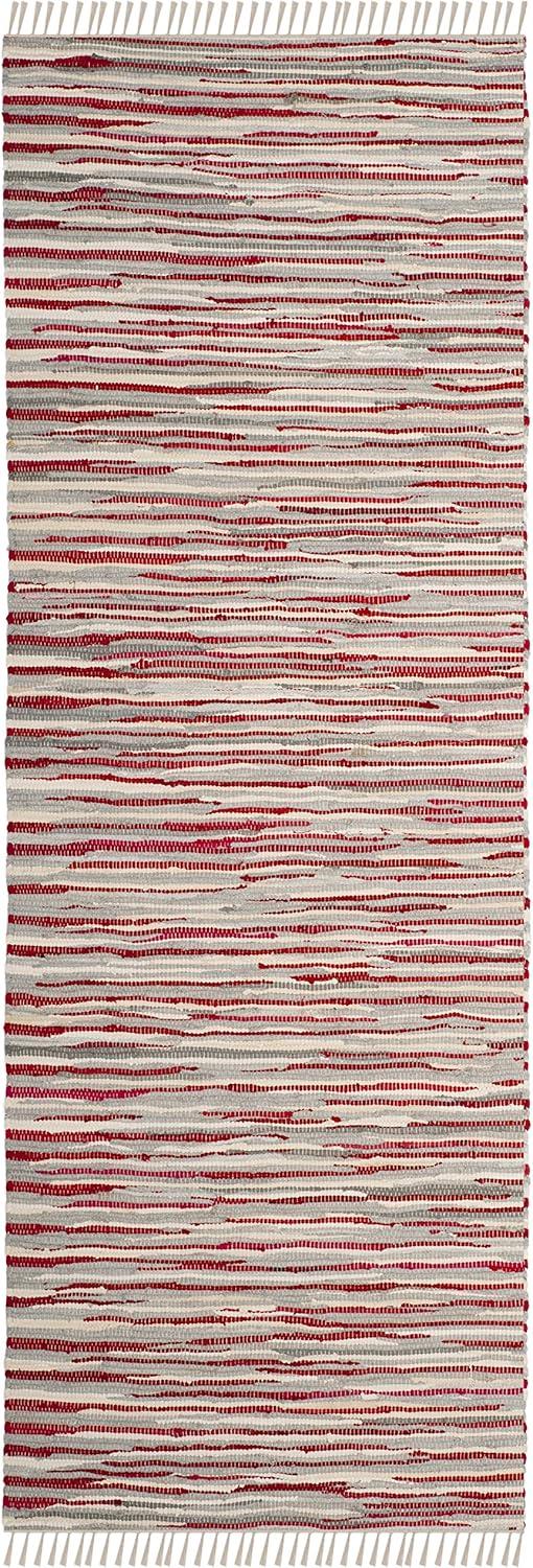 Rag Rug RAR129 Hand Woven Indoor Runner Rug - Red/Multi - 2'3"x12' - Safavieh.