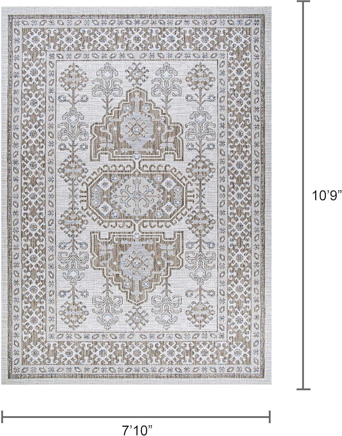 Couristan Charm Woodburn Ivory-Sand Indoor / Outdoor Area Rug, 7'10" x 10'9"