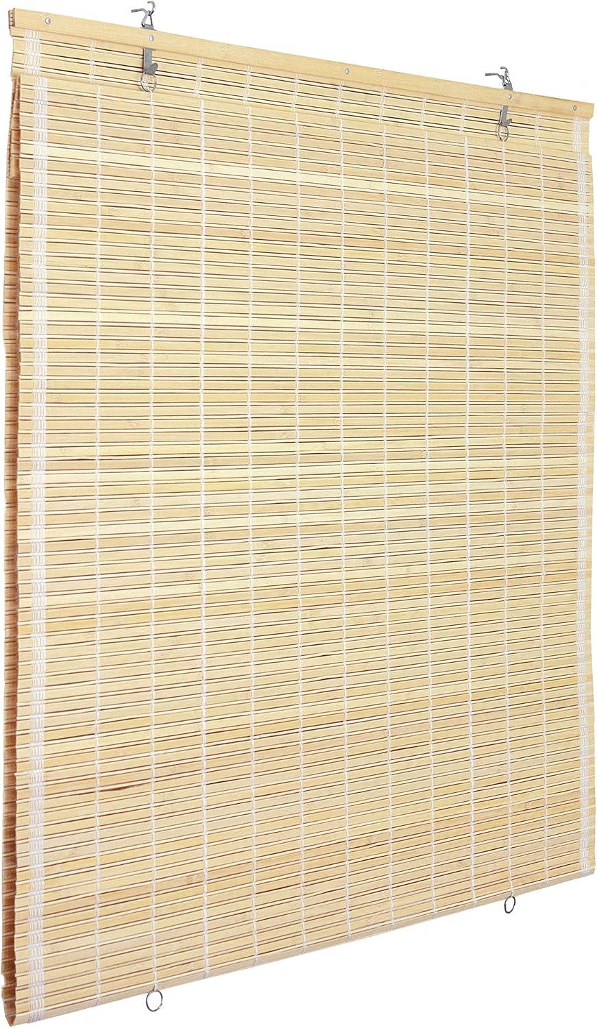 Oriental Furniture Cordless Light Filtering Bamboo Roman Window Shades, Beige, 2" x 24"