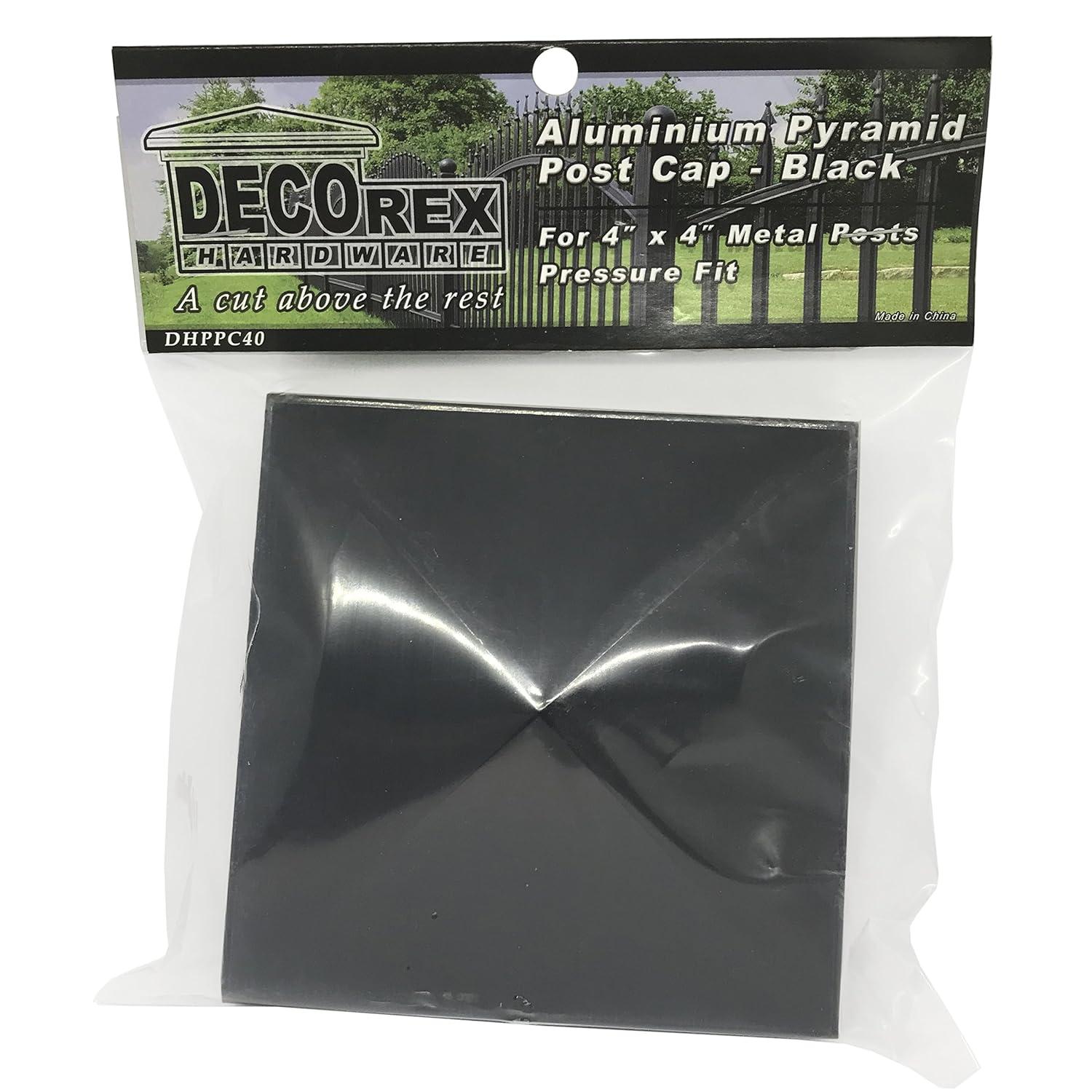 Tapa de Poste Piramidal de Aluminio de 4" x 4" para Postes de Metal - Ajuste a Presión - Negro