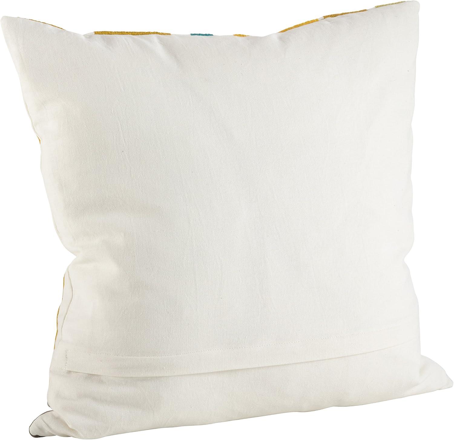 20"x20" Embroidered Brushstroke Design Throw Pillow Lime Haze - Saro Lifestyle: Contemporary Cotton Decor with Duck Down & Polyester Fill