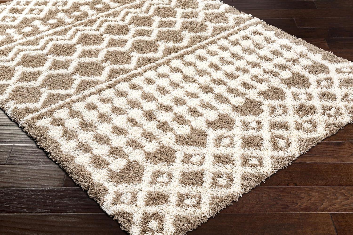 Ivory Plush Shag Runner Rug 2'7" x 7'3" Synthetic