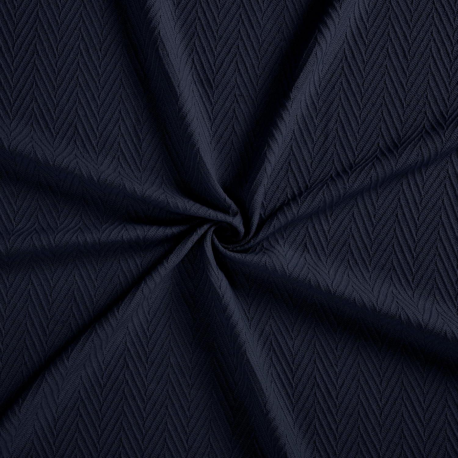 Superior Dobbyweave Knit Cotton Blanket, All Season Bed Blanket, Full/Queen 88" x 100", Navy Blue