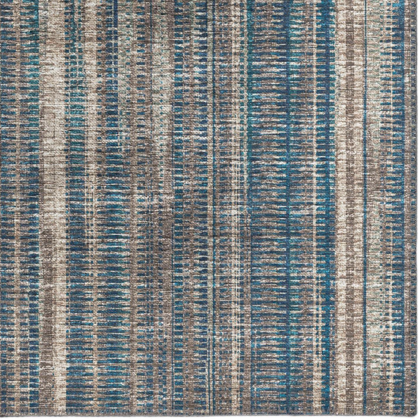 Earth Tone Striped 3' x 5' Machine Washable Rug