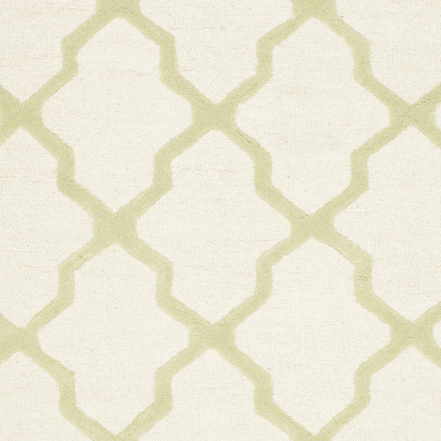 Cannen Geometric Handmade Tufted Wool Ivory/Light Green Area Rug