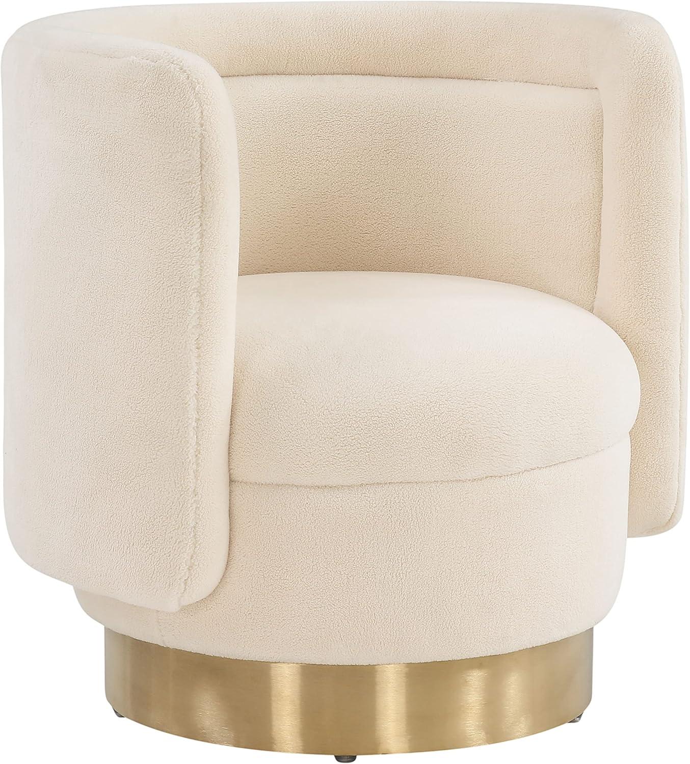 Ivory Gold 32" Swivel Accent Chair with Wood Base