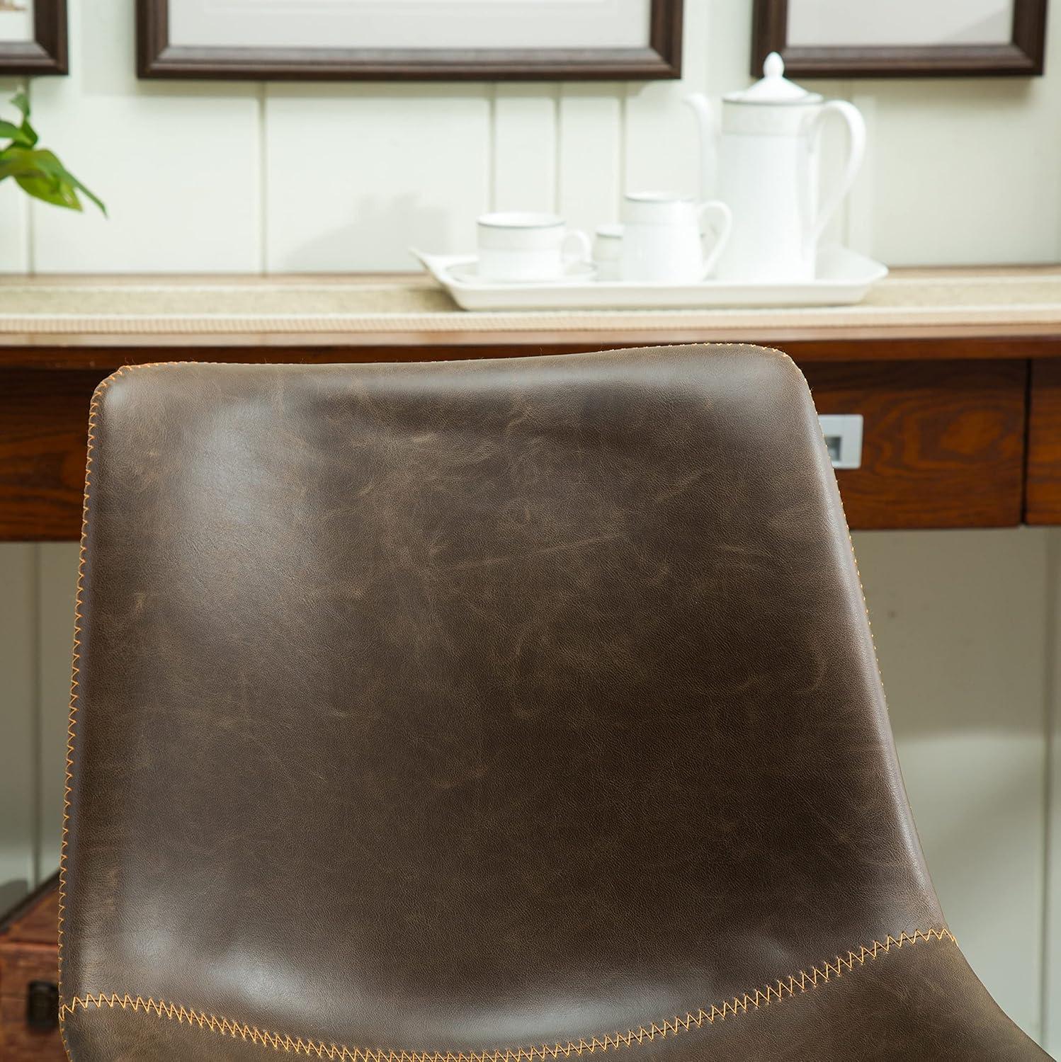 Carbon Loft  Inyo Faux Leather Armless Dining Chairs (Set of 2) Brown Leather