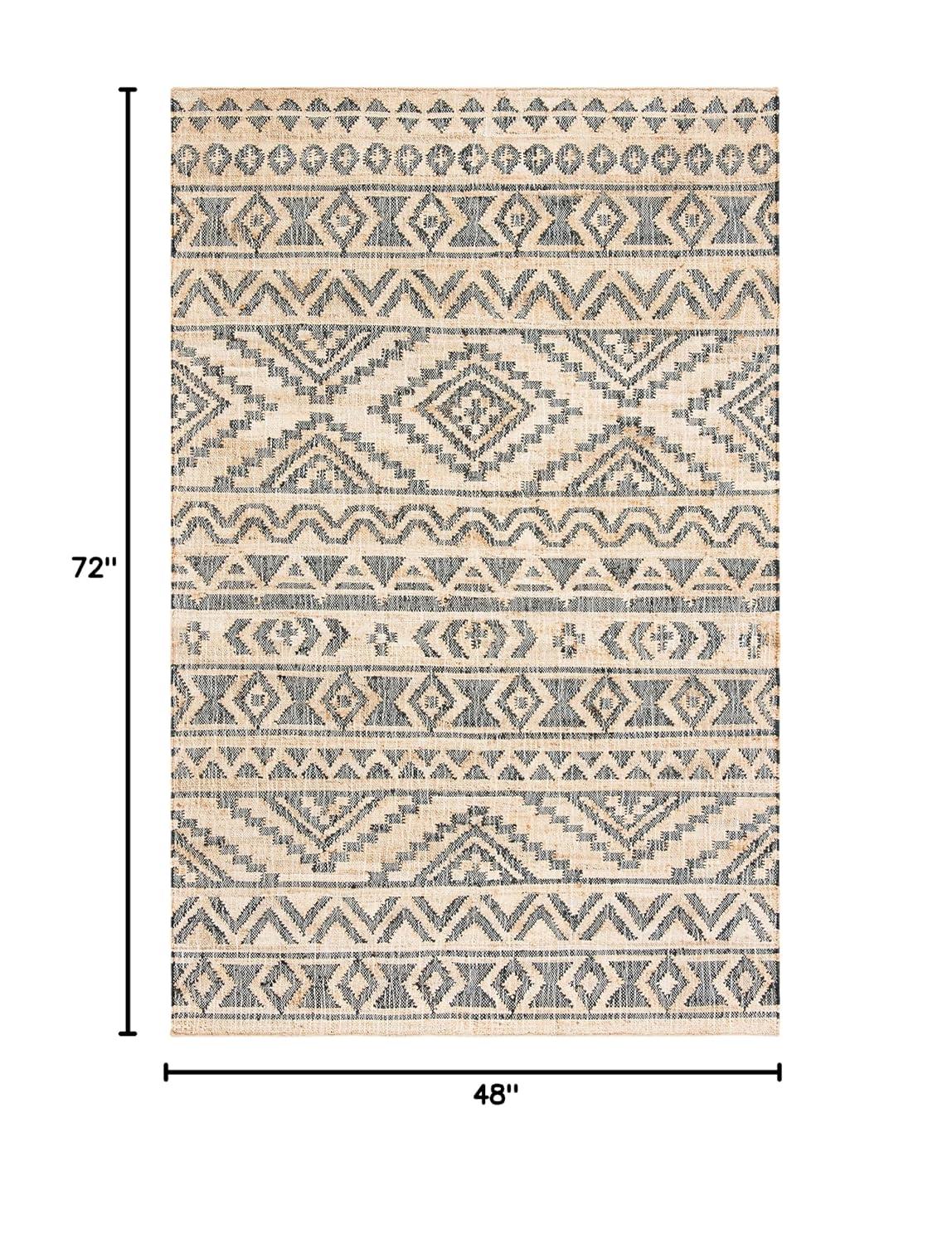 Kilim KLM751 Hand Loomed Area Rug - Natural/Charcoal - 4'x6' - Safavieh