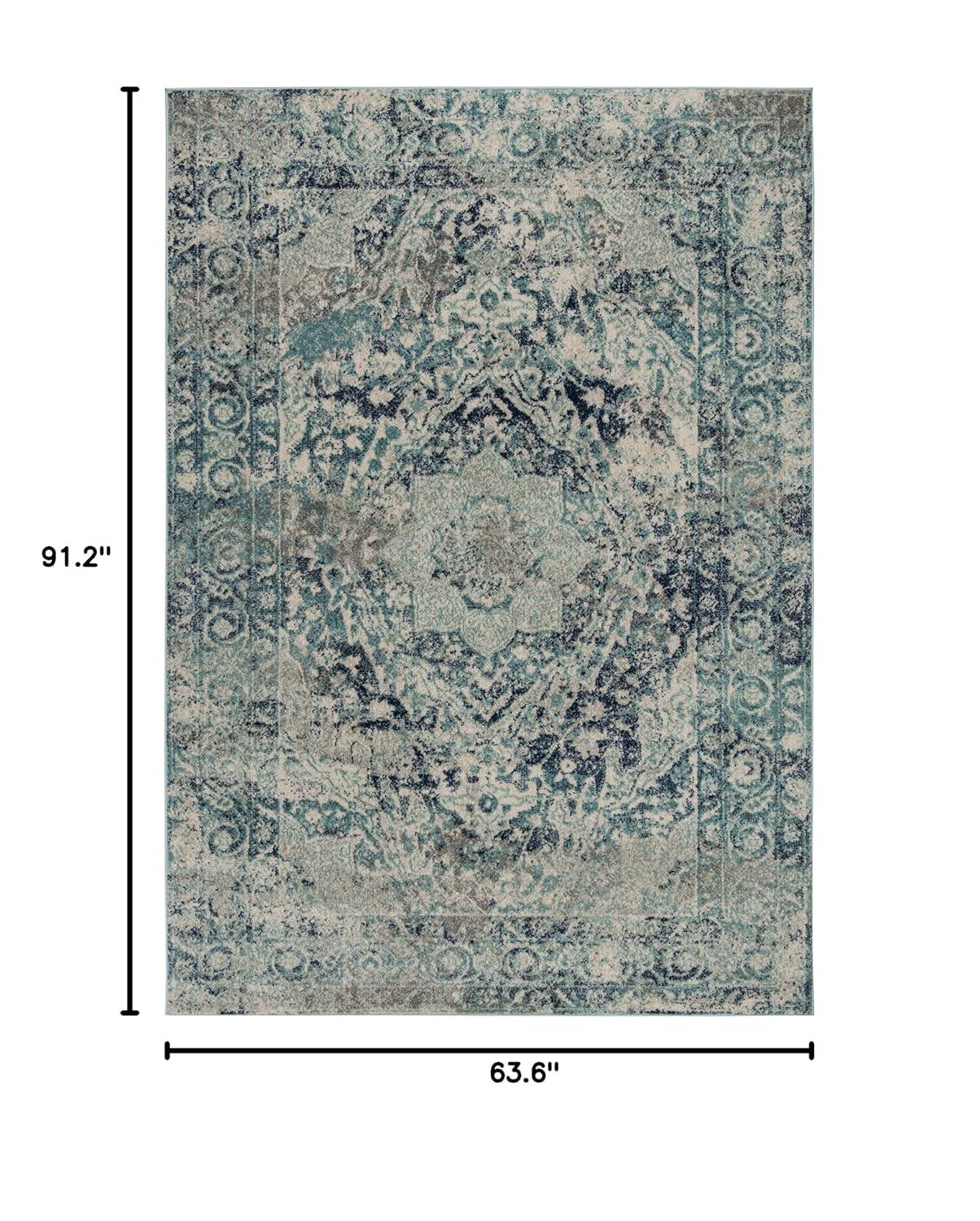 Madison MAD152 Power Loomed Indoor Area Rug - Ivory/Blue - 5'3"x7'6" - Safavieh