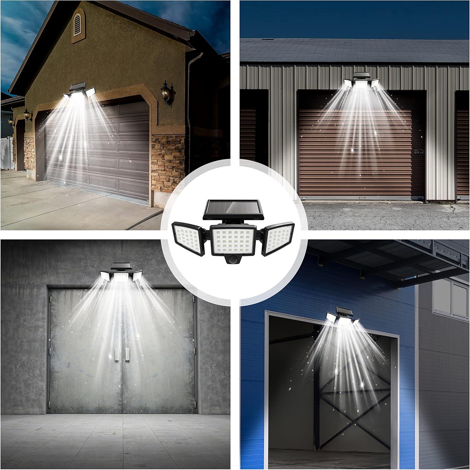 Solar Powered White LED Motion Sensor Security Flood Light