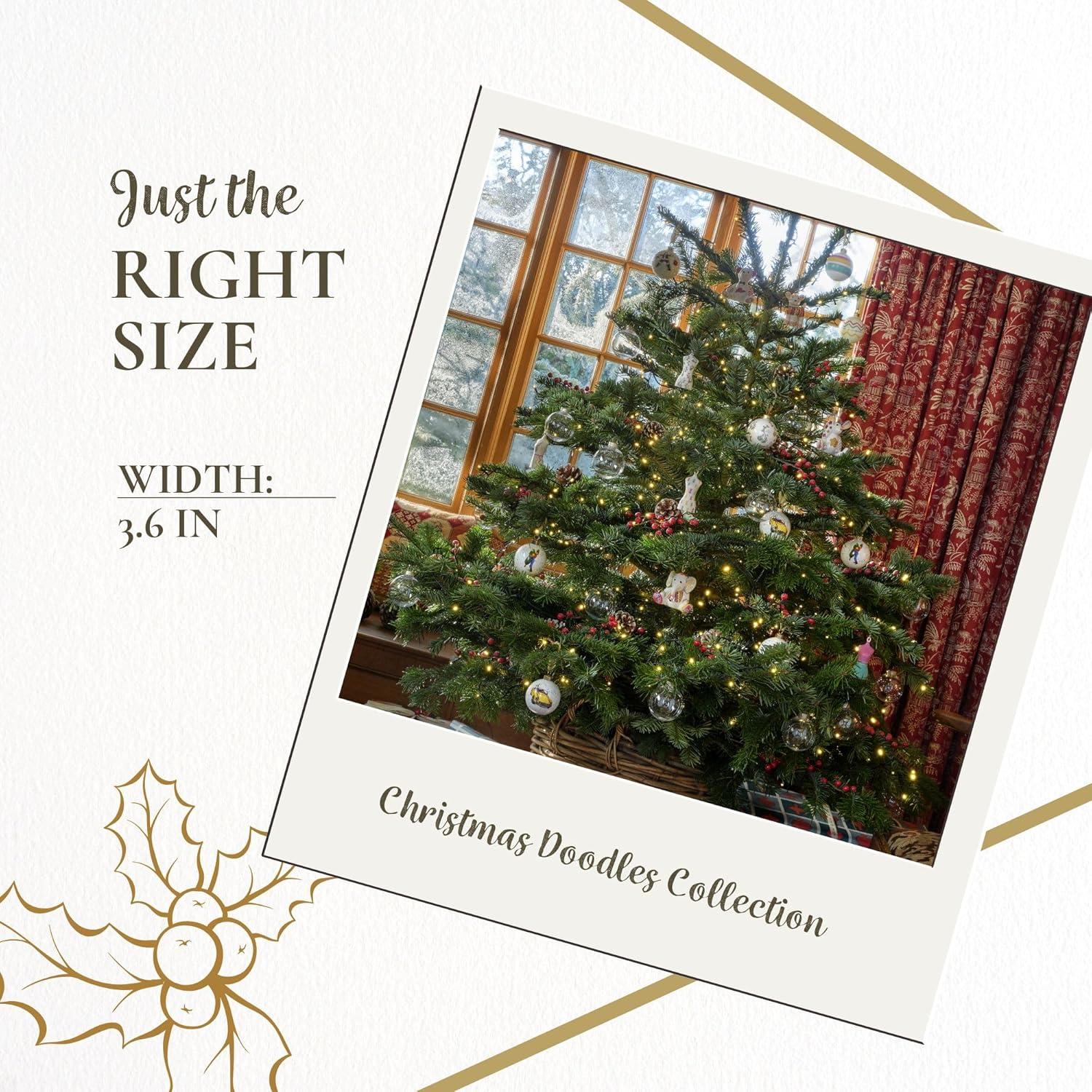 Kit Kemp by Spode Psycho Sprig Blue Mannequin Christmas Bauble, Handcrafted Porcelain Festive Keepsake, Personalized Holiday Collectible Ornament