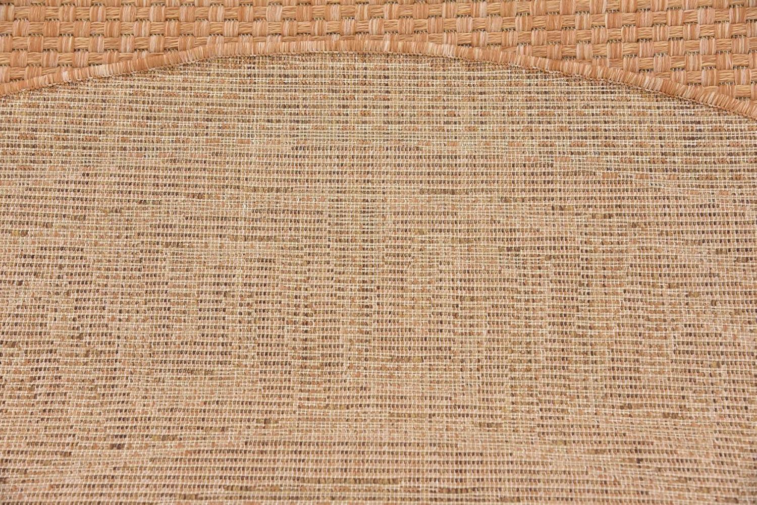 Light Brown Round Synthetic Easy Care Outdoor Rug