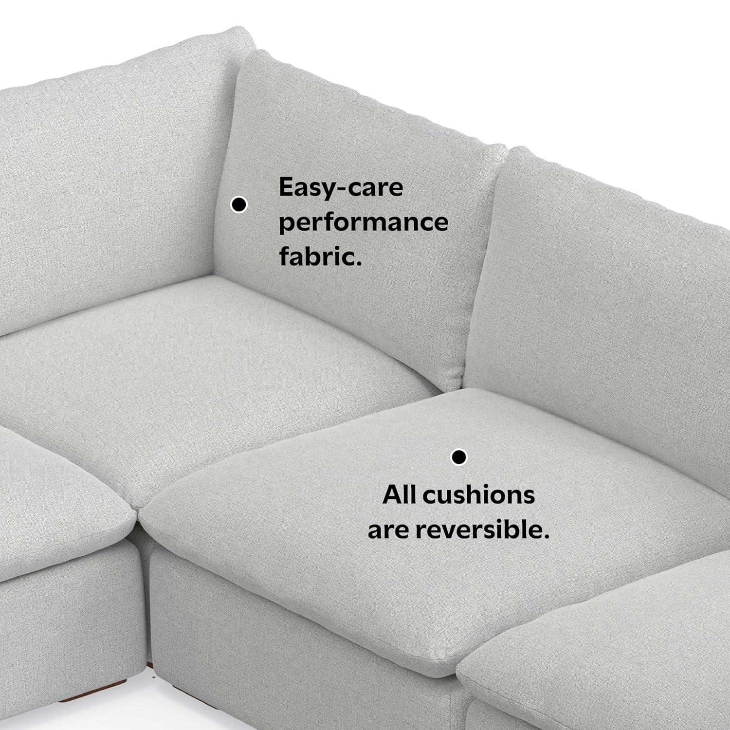 AllModern Maud Modular Sofa and Ottoman Set 125-inch-wide L-Shaped Sofa and Matching 36-inch-wide Table Ottoman for Living Room