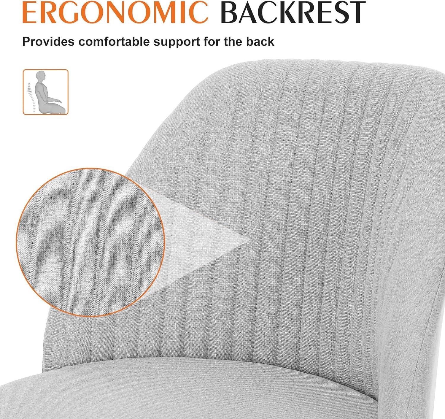 Sweetcrispy Armless Office Chair, Modern Fabric Home Office Desk Chairs with Wheels Adjustable Swivel Task Computer Vanity Seat for Small Spaces