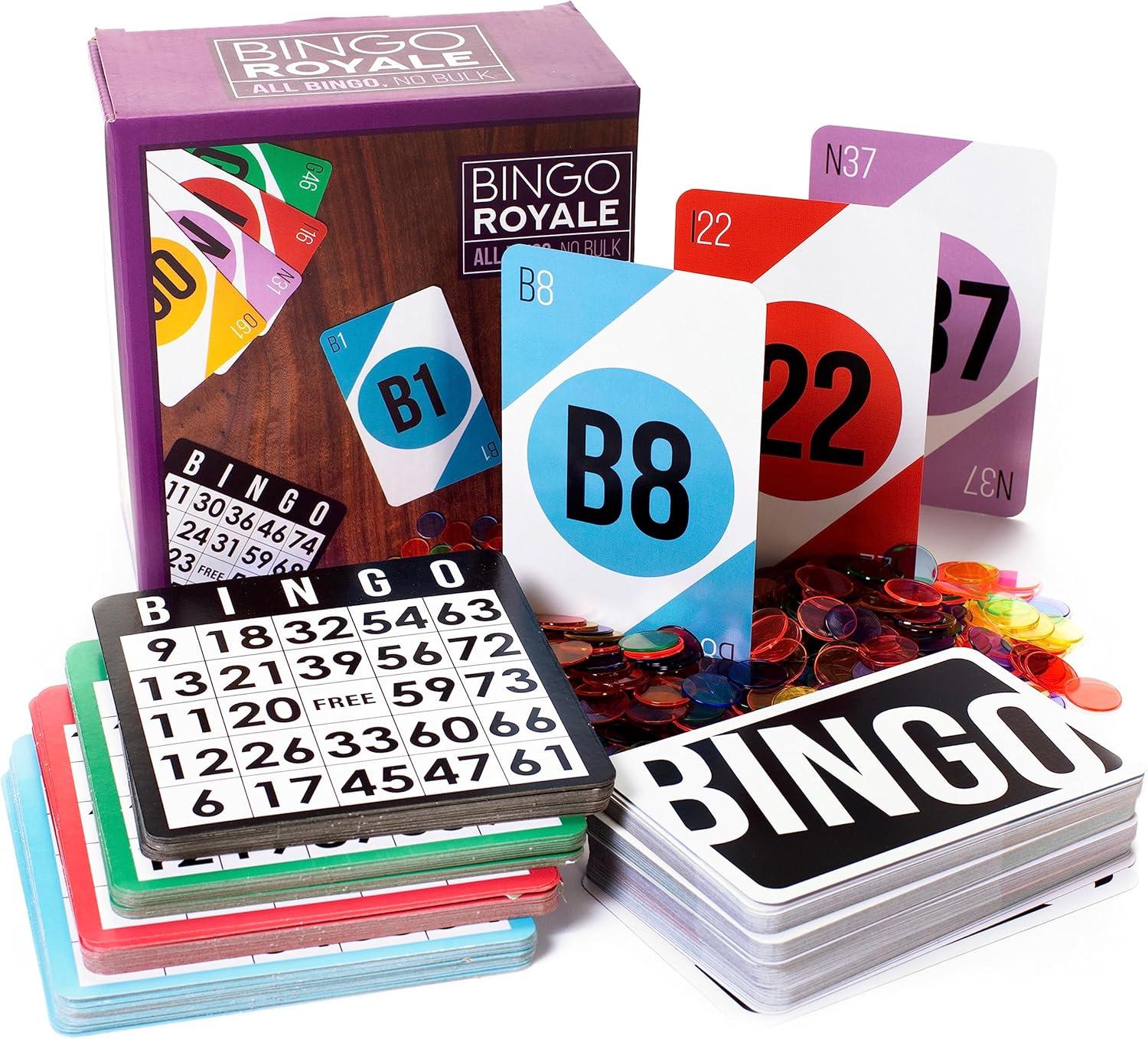 Bingo Royale Bundle: 1,000 Chips, 100 Cards, Jumbo Number Calling Cards