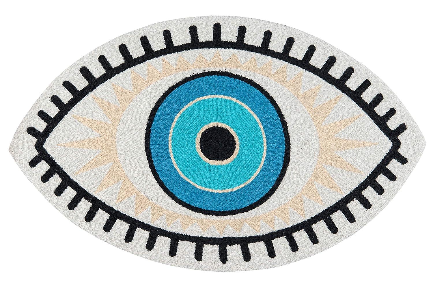 Dakota Fields Novelty Huxton Hand Hooked Polyester Area Rug in Multicolor Blue