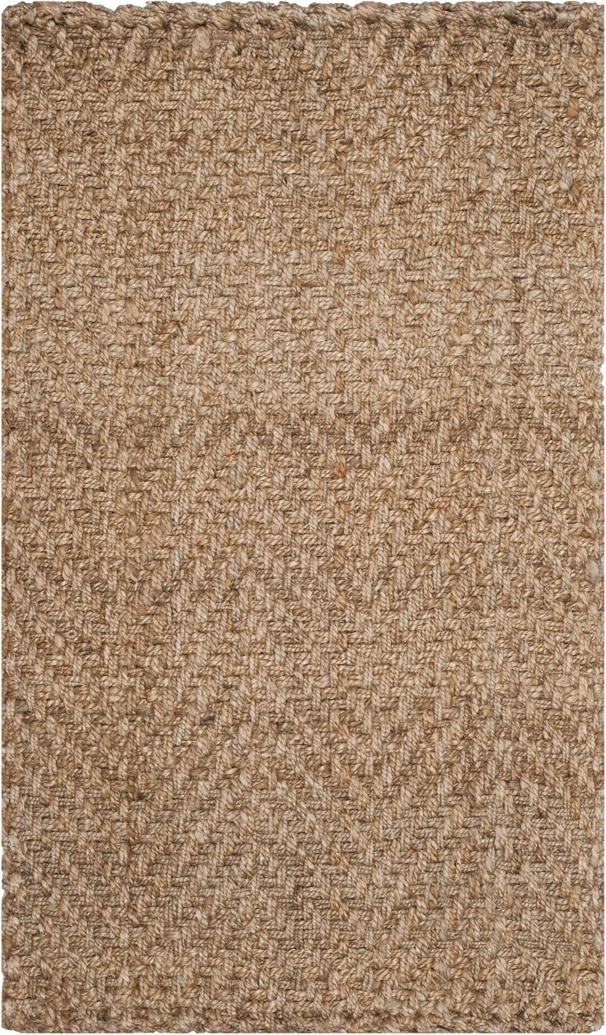 Hand-Knotted Off-White Jute Round Area Rug, 3' x 5'