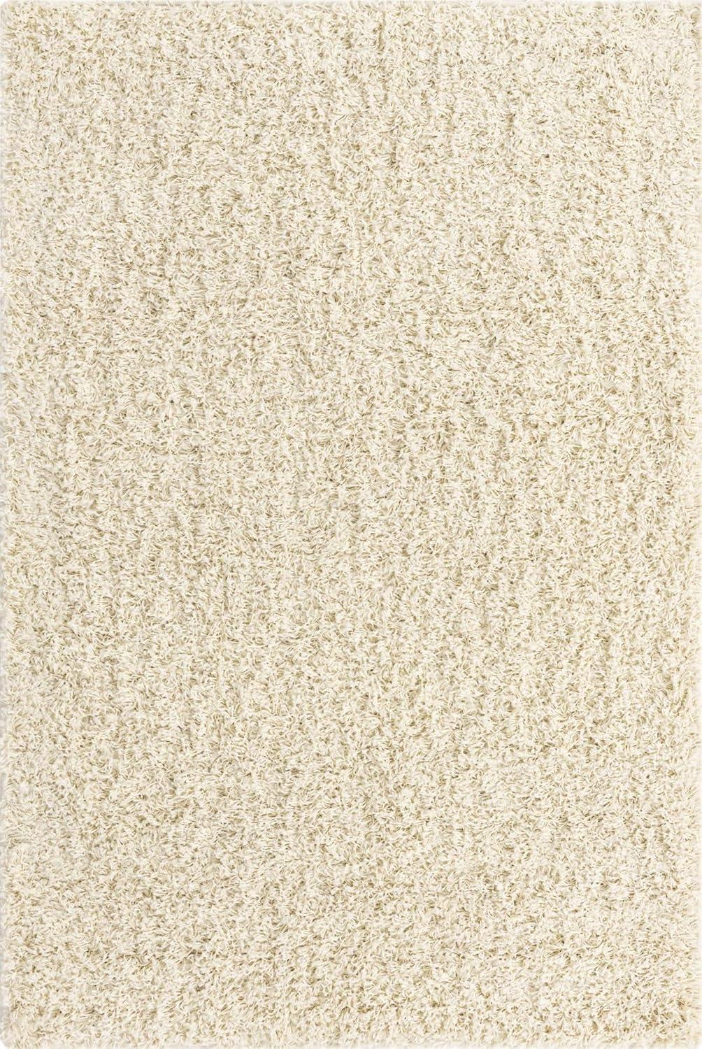 Unique Loom 4' 1 x 6' 1 Solid Shag Pure Ivory Area Rug