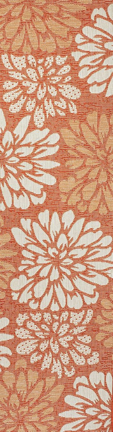 Zinnia Modern Floral Textured Weave Indoor/Outdoor Area Rug - JONATHAN Y