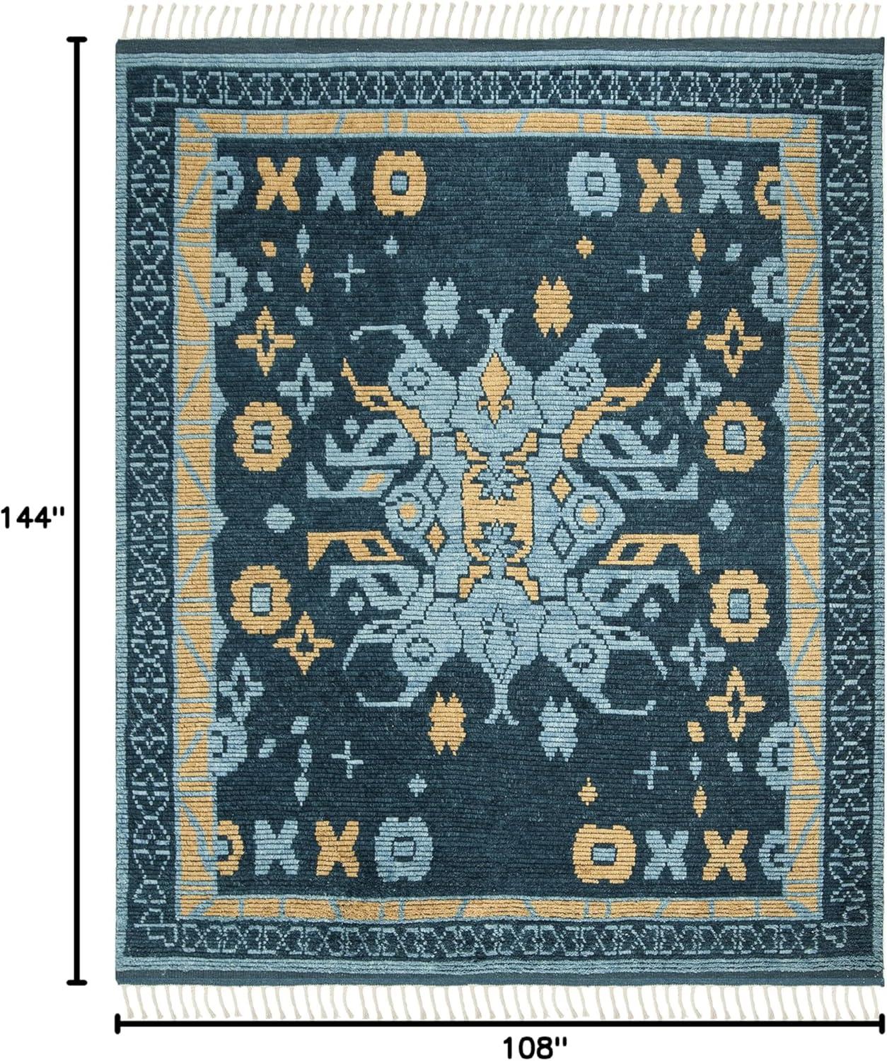 Kenya KNY112 Hand Knotted Area Rug - Blue/Gold - 8'9"x11'9" - Safavieh.
