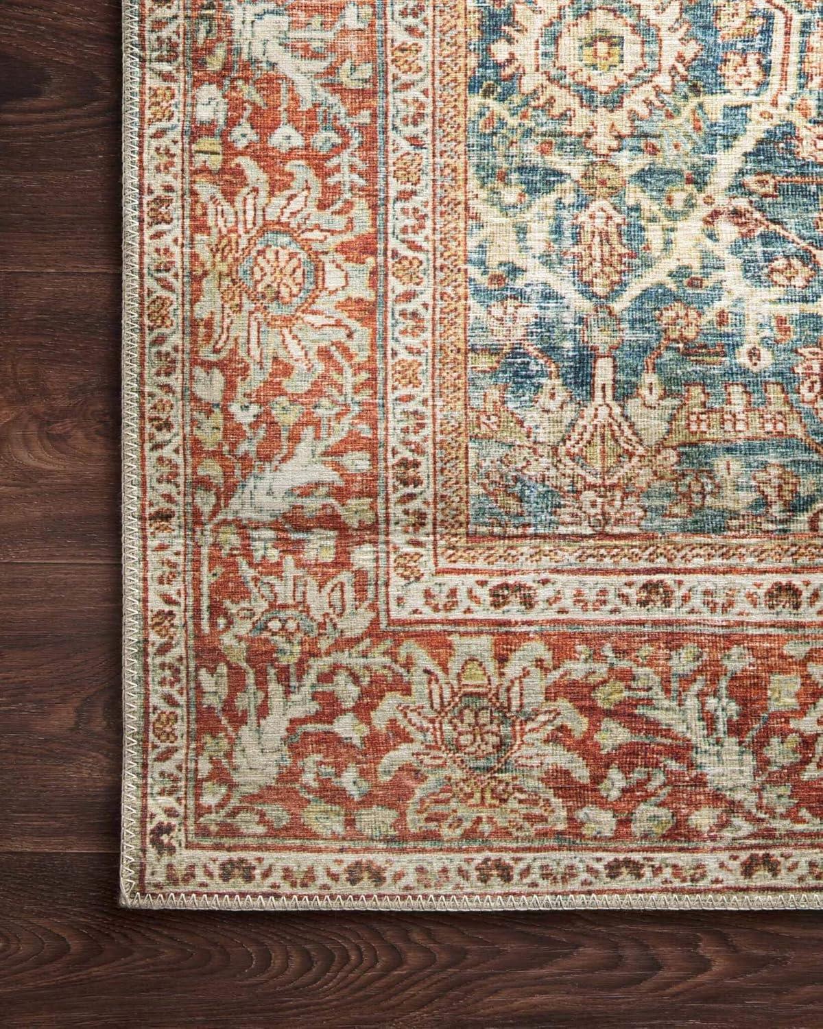 Layla Ocean and Rust Distressed Bohemian Area Rug