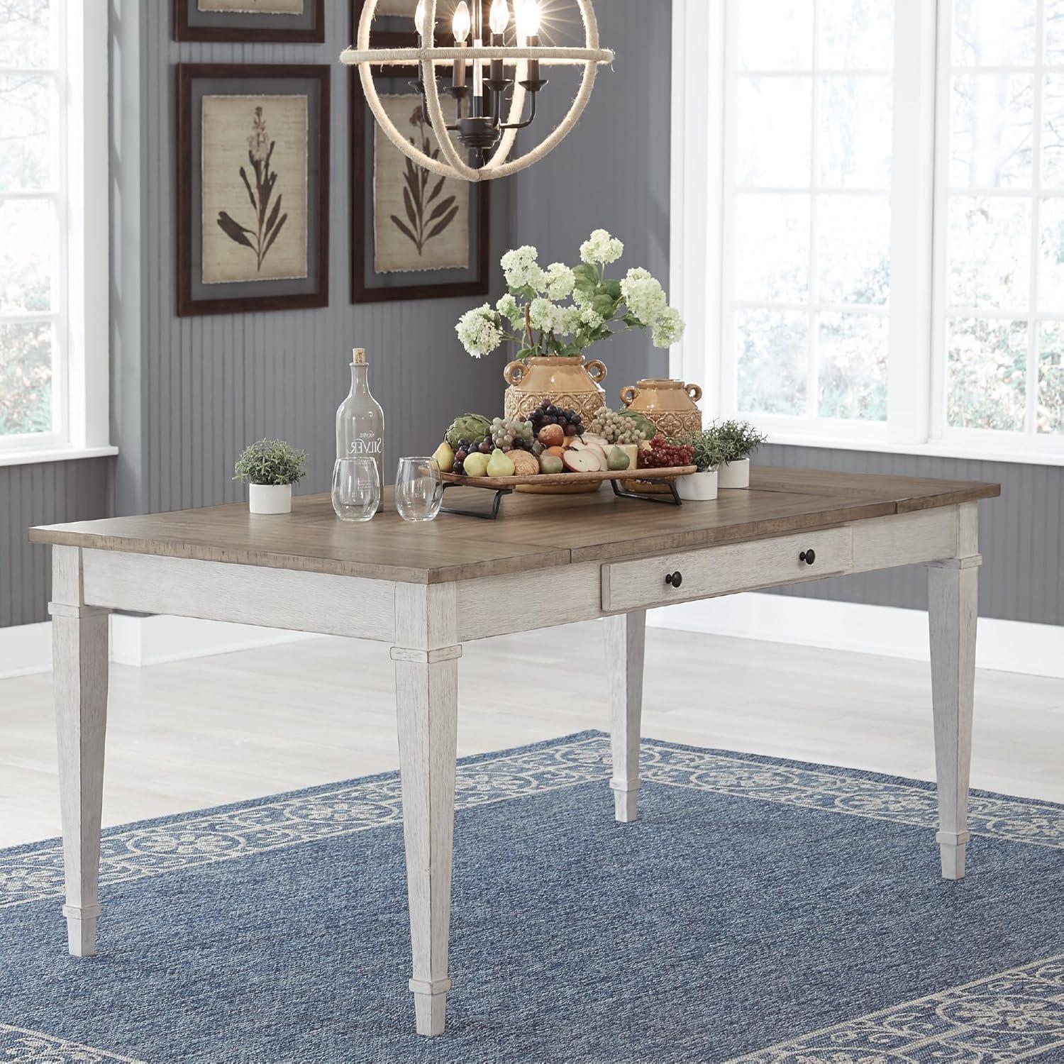 Signature Design by Ashley Casual Skempton Dining Table, White/Light Brown