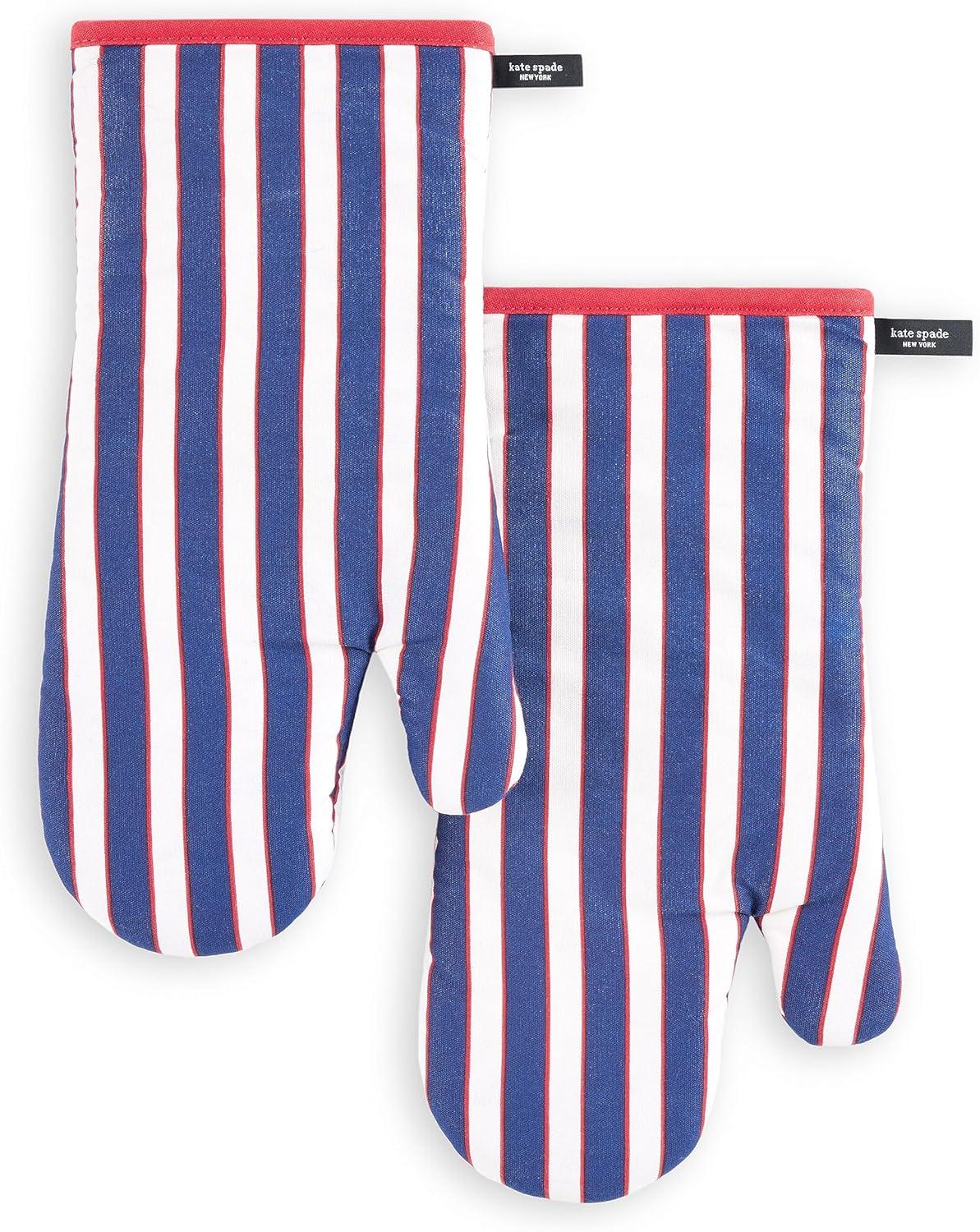 Kate Spade New York Stripe Oven Mitt, Heat Resistant, 100% Cotton (Set of 2)