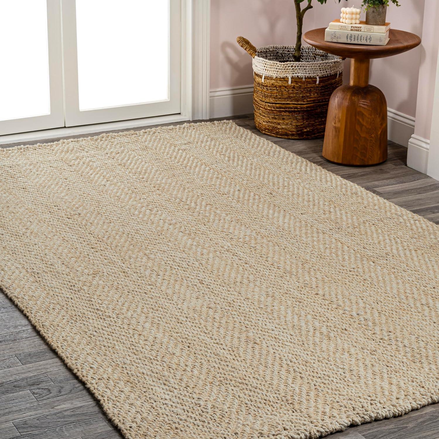 Espina Hand Woven Herringbone Chunky Jute Indoor Area Rug - JONATHAN Y