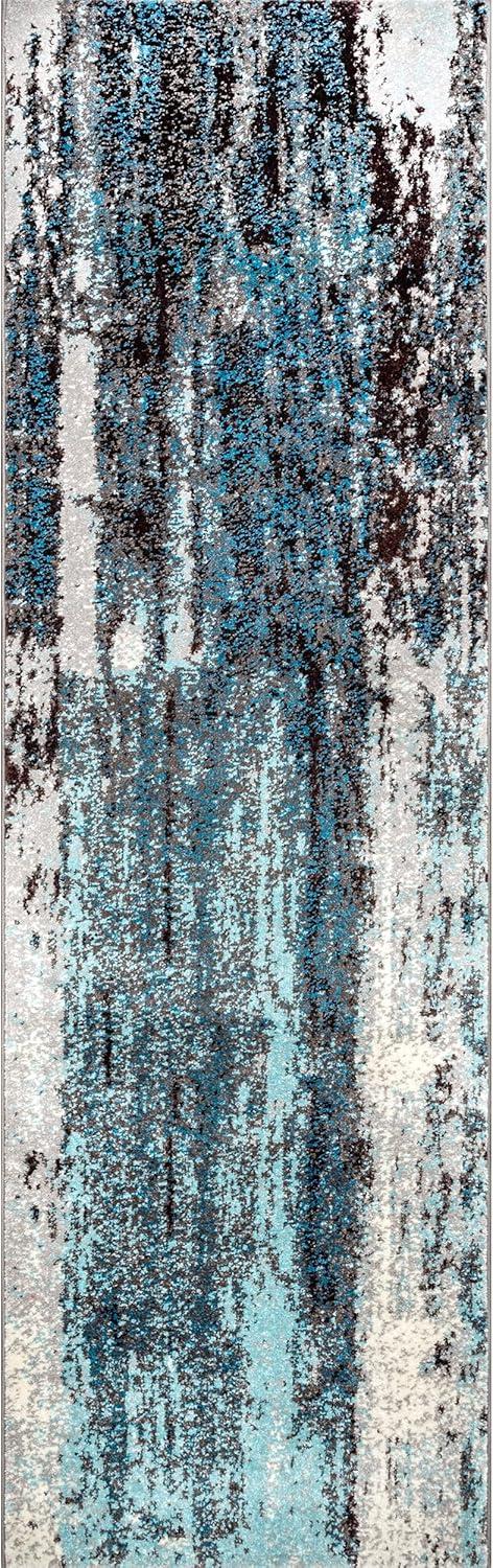 Nuloom Haydee Abstract 2x6 Runner Indoor Area Rug for Living Room Bedroom Dining Room Entryway Hallway Kitchen, Teal/Ivory
