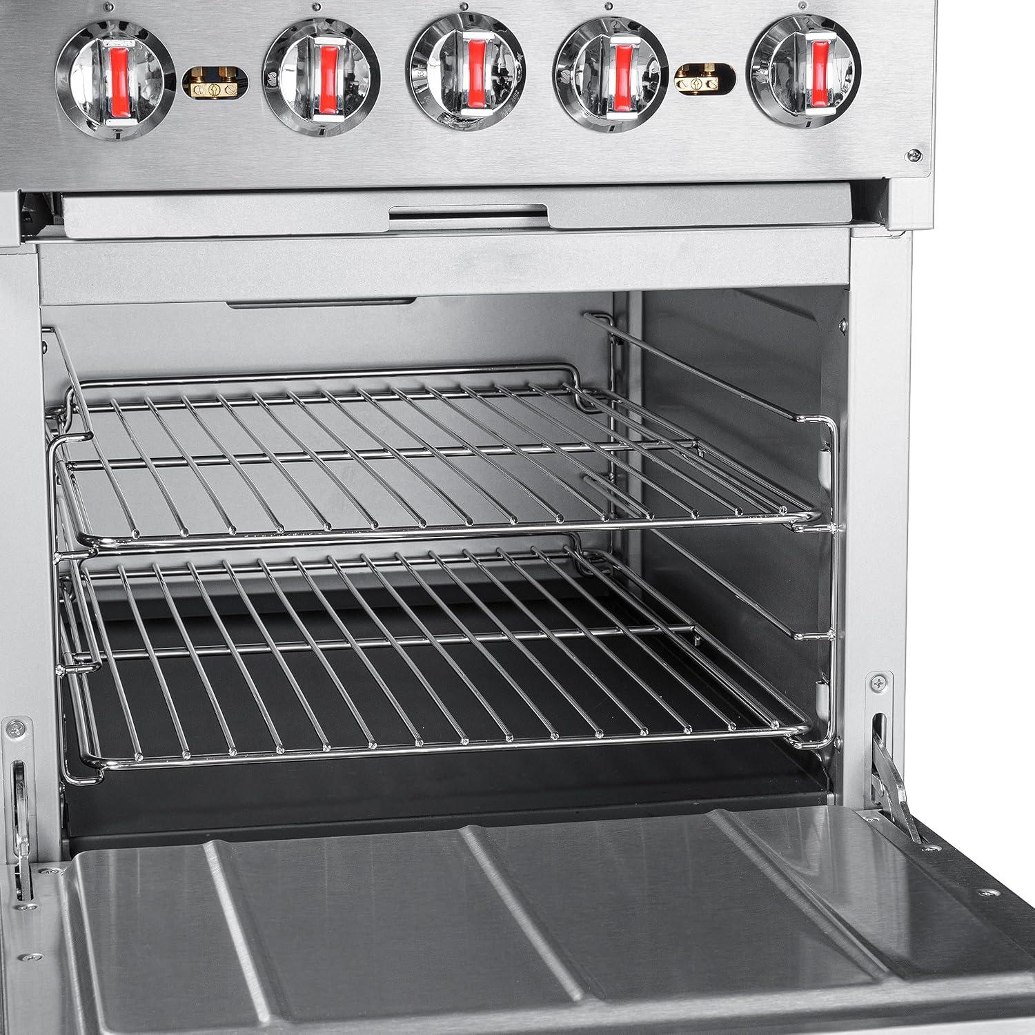 KoolMore 24 in. 4 Burner Commercial Natural Gas Range with Oven in Stainless-Steel (KM-CR24-NG)