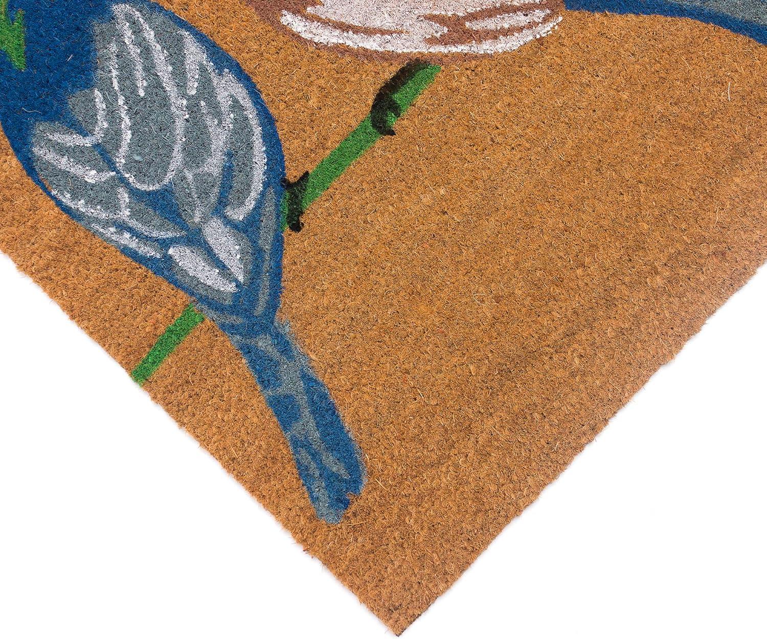 Liora Manne Natura Door Mat - Novelty Designs, Durable Natural Coir & Vinyl Back, Long Lasting Color, Foyers, Porches, Patios & Decks, Blue Birds, 1'6" x 2'6"