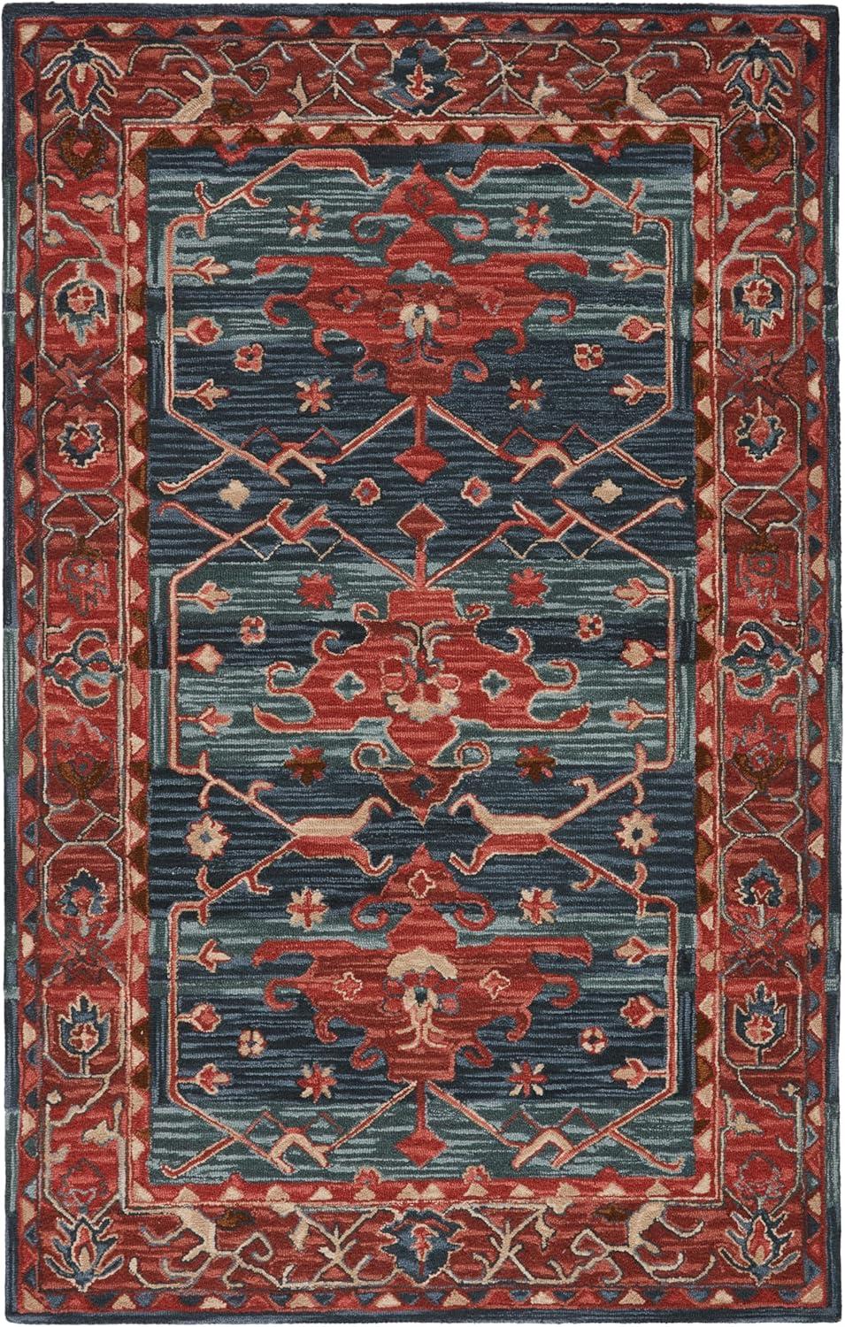 Jaipur Living Cardamom 9 x 12 (ft) Tufted Wool Red/Blue Rectangular Indoor Medallion Global Area rug