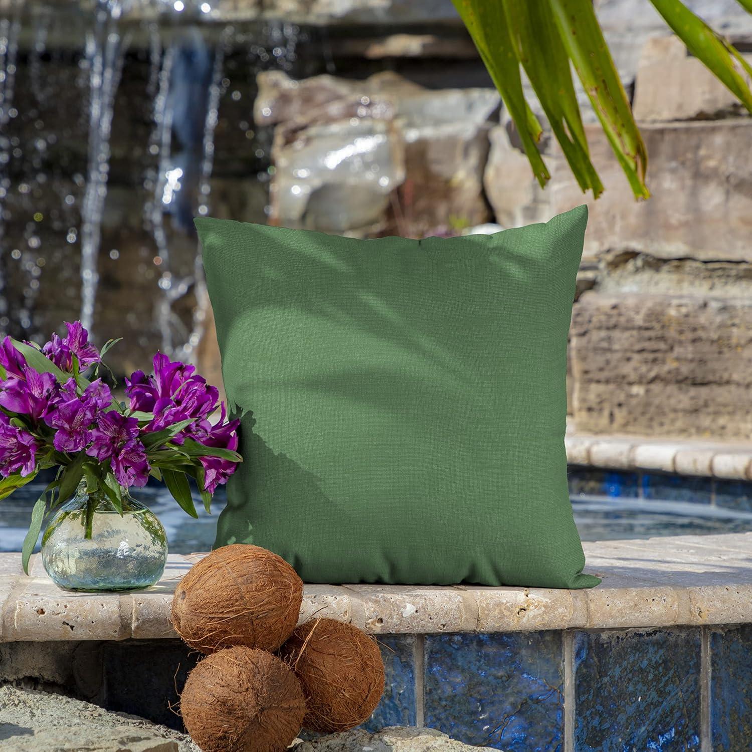 Moss Green Outdoor Square Toss Pillow Set, 16 x 16