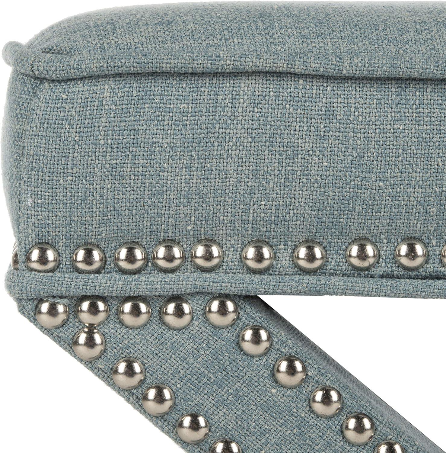 Palmer Ottoman W/ Silver Nail Heads - Sky Blue - Safavieh