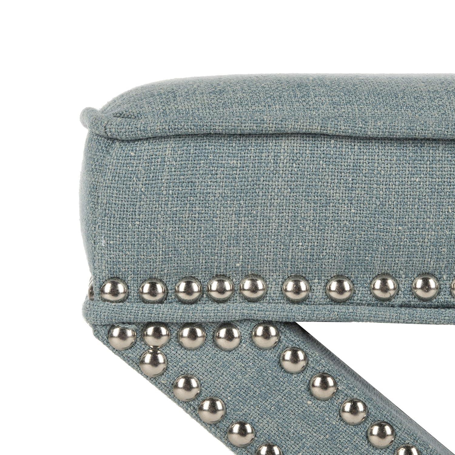 Palmer Ottoman W/ Silver Nail Heads - Sky Blue - Safavieh