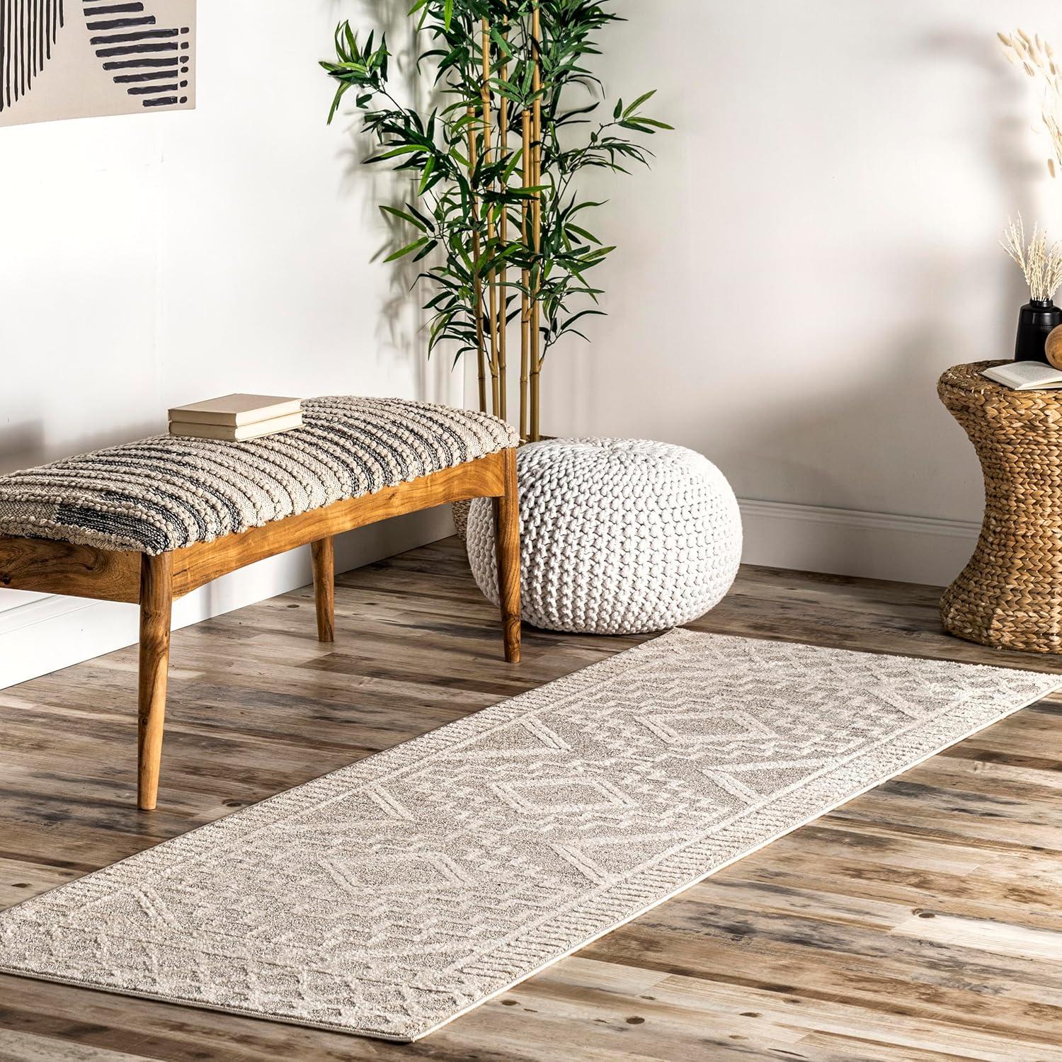 Nuloom Cameron Moroccan 5x8 Indoor Area Rug for Living Room Bedroom Dining Room Kitchen, Beige/Ivory