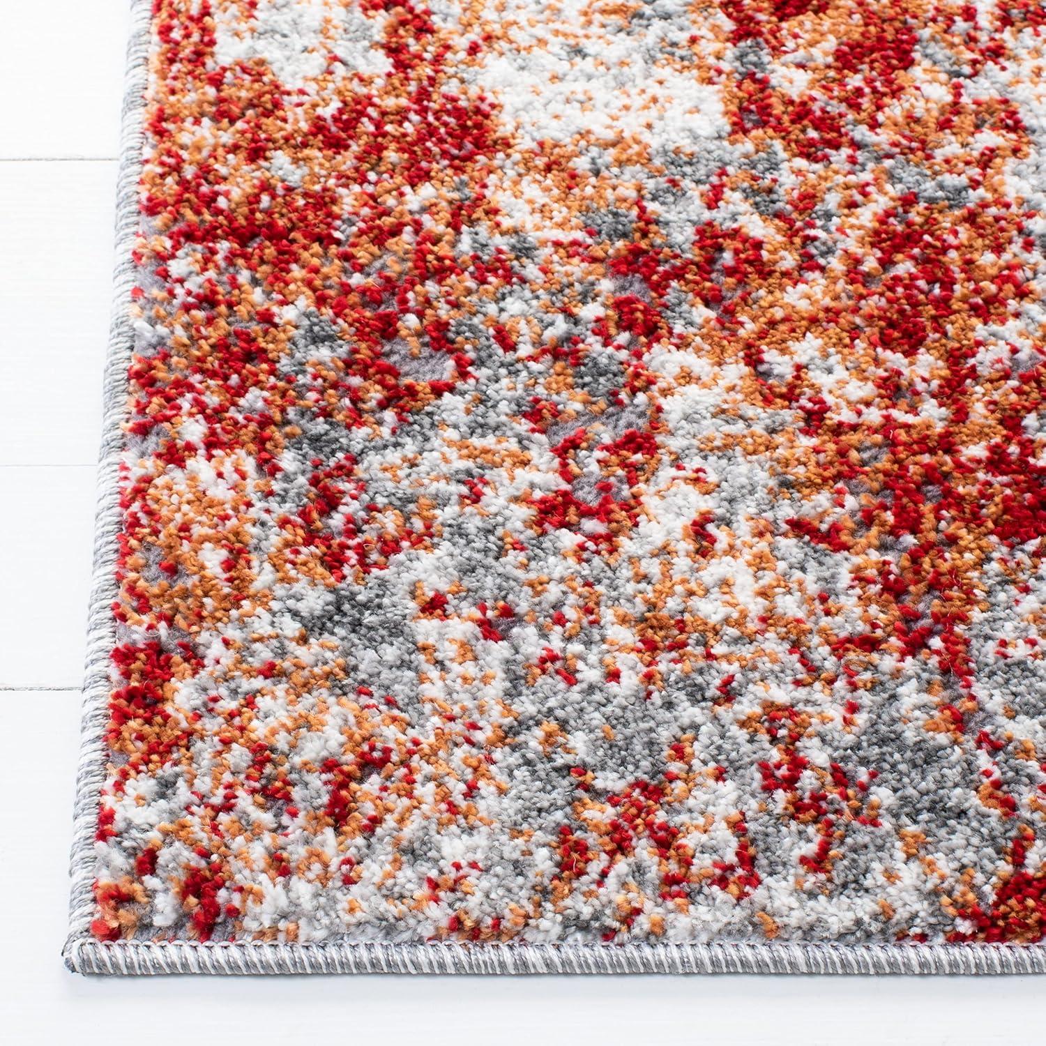 Aston ASN710 Power Loomed Area Rug - Red/Grey - 8'x10' - Safavieh.