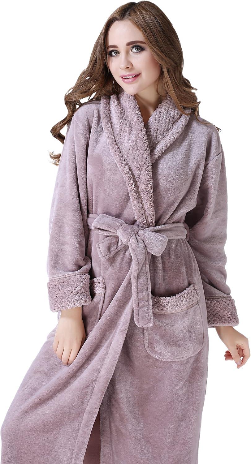 Richie House Women's Plush Soft Warm Fleece Bathrobe RH1591