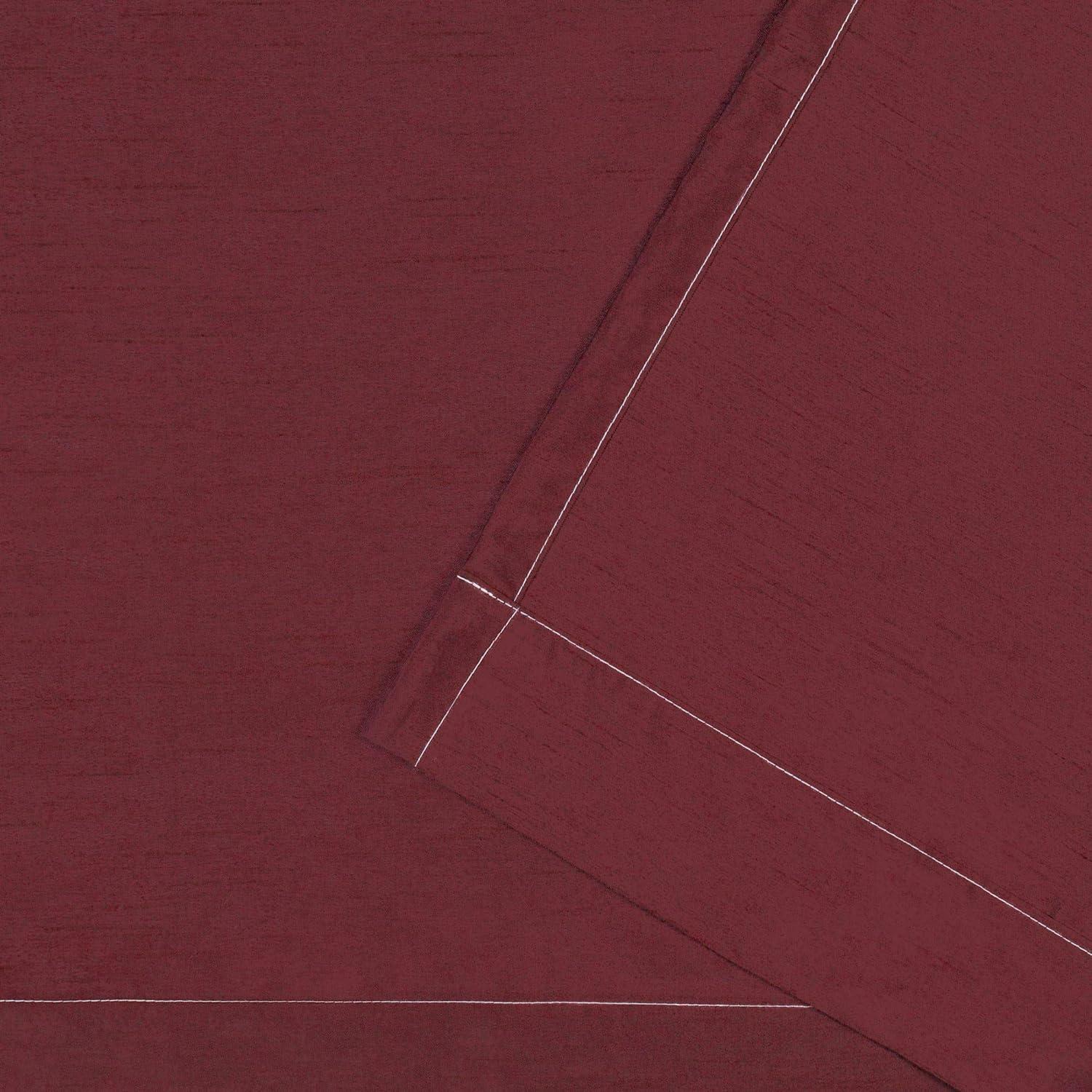 Set of 2 96"x54" Chateau Striped Faux Silk Grommet Top Curtain Panel Burgundy/Taupe - Exclusive Home: Modern Window Drapes