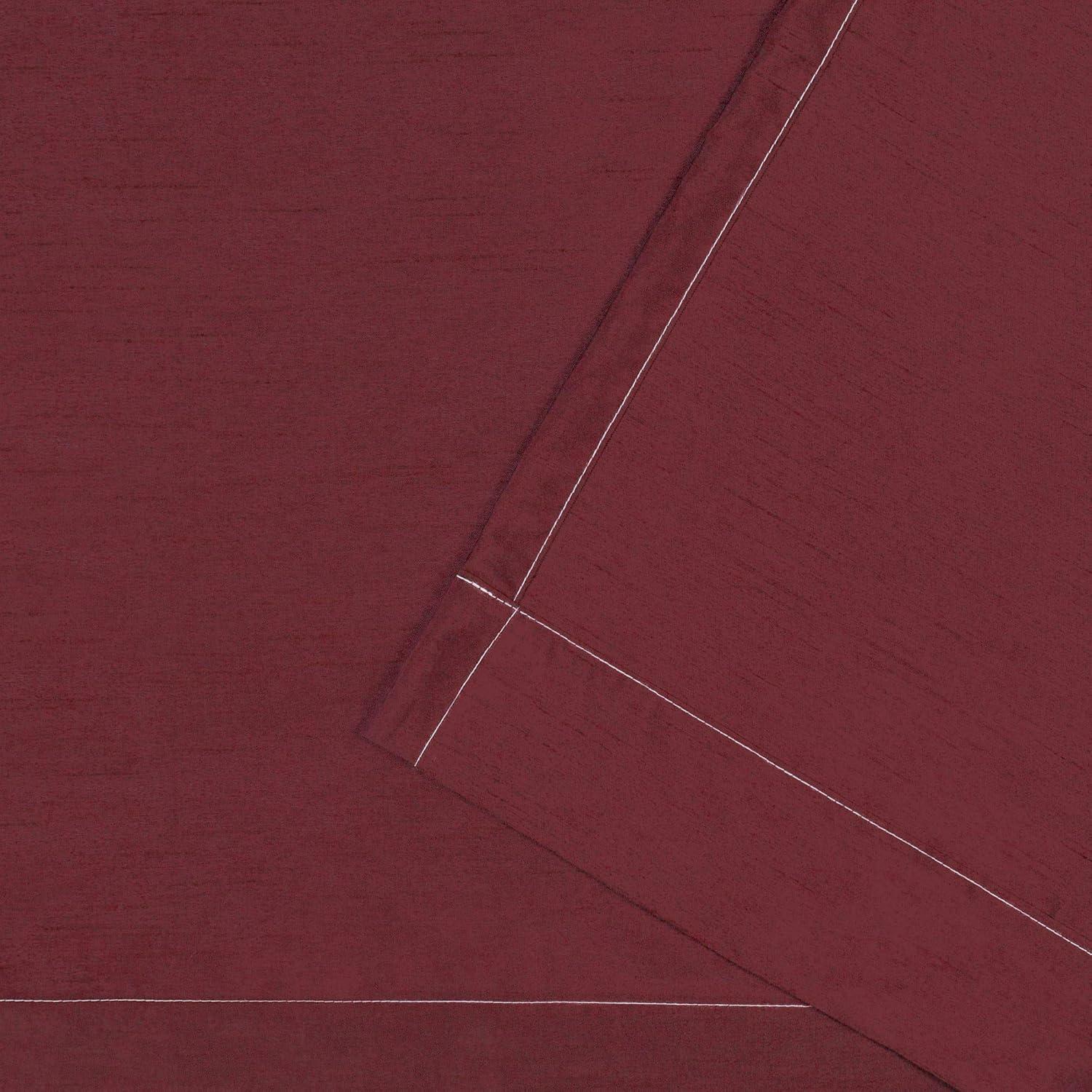 Set of 2 96"x54" Chateau Striped Faux Silk Grommet Top Curtain Panel Burgundy/Taupe - Exclusive Home: Modern Window Drapes