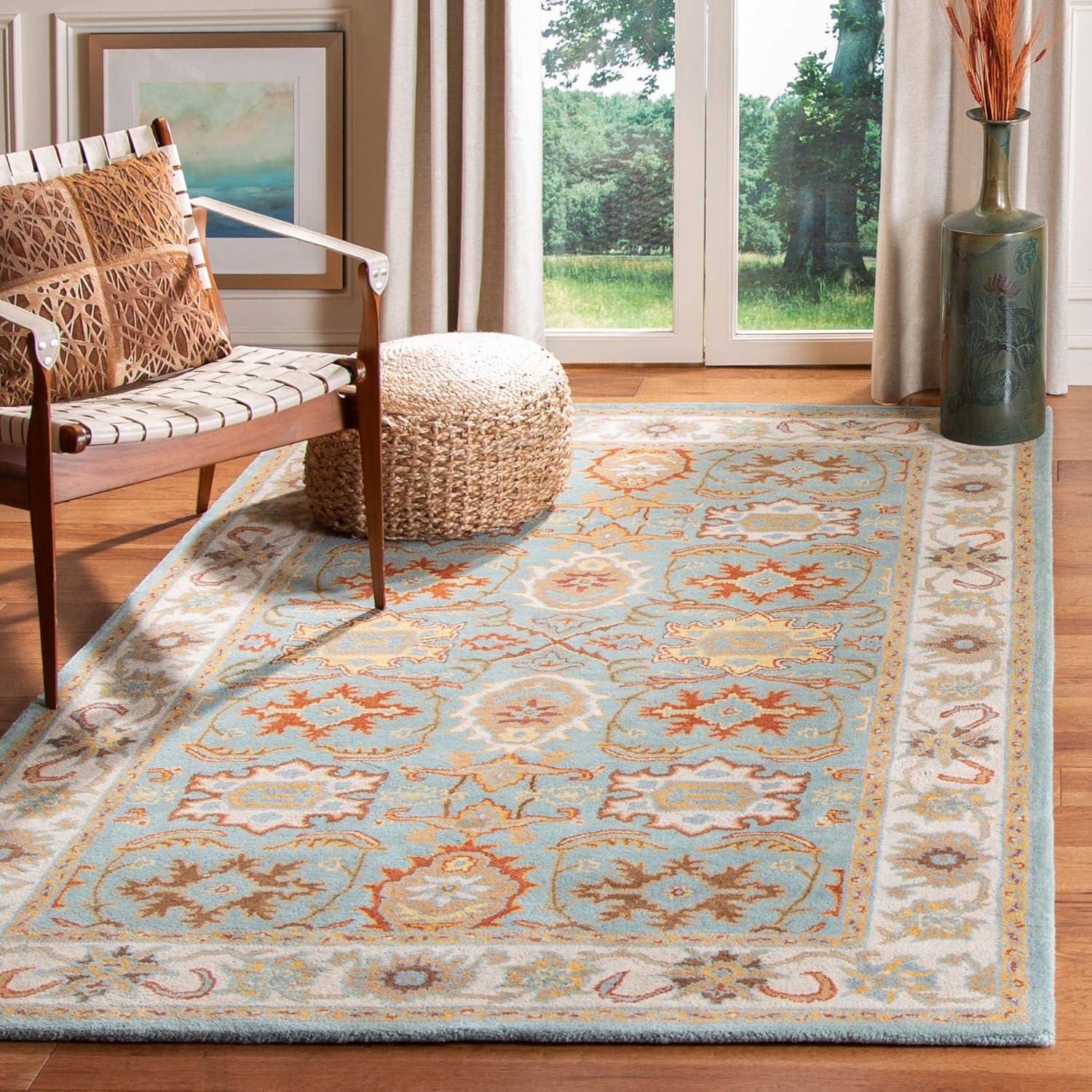 Heritage HG734 Handmade Area Rug - 4'x4' - Light Blue/Ivory - Safavieh