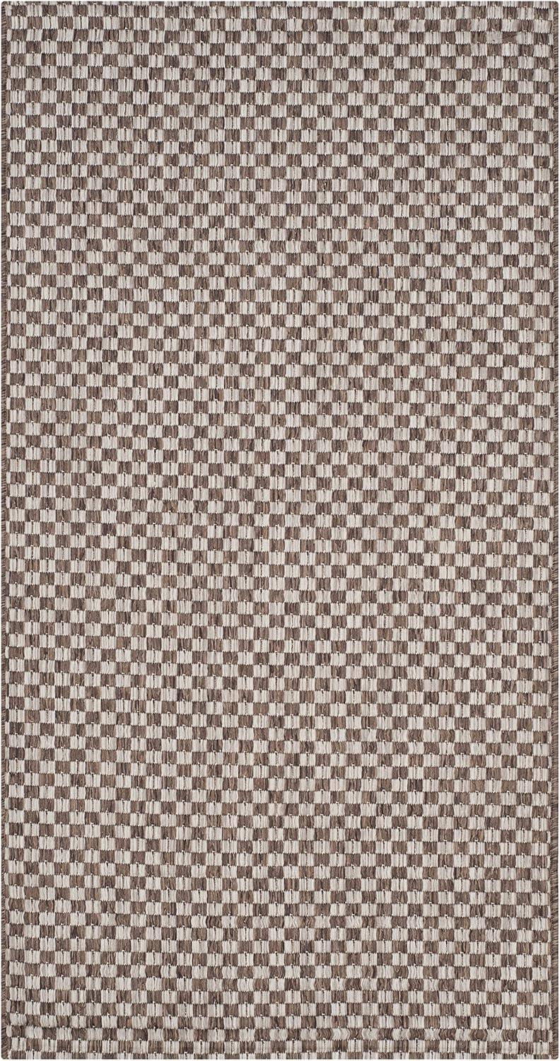 SAFAVIEH Courtyard Blair Geometric Indoor/Outdoor Area Rug, 2' x 3'7", Light Brown/Light Grey