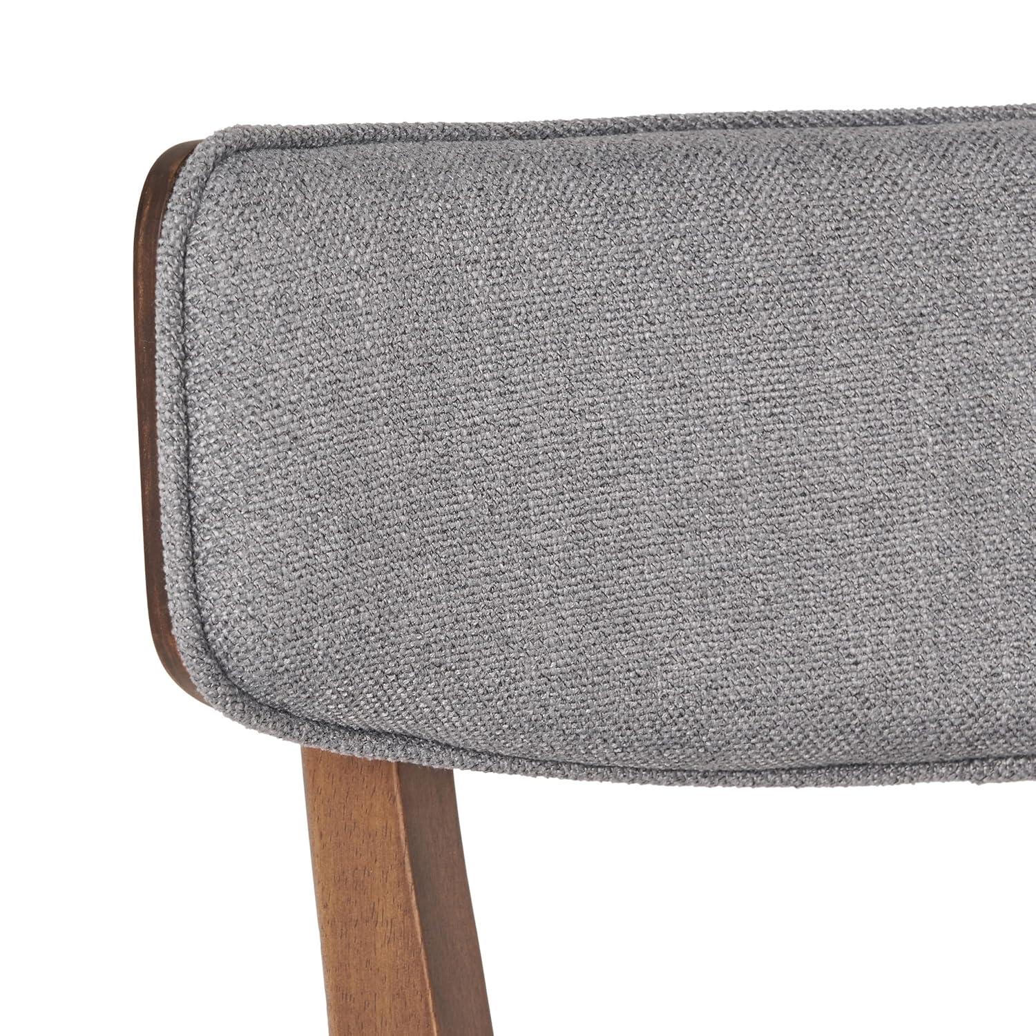 GDF Studio Crystal Indoor Mid Century Modern Fabric Upholstered Dining Chairs, Set of 2, Dark Gray and Walnut