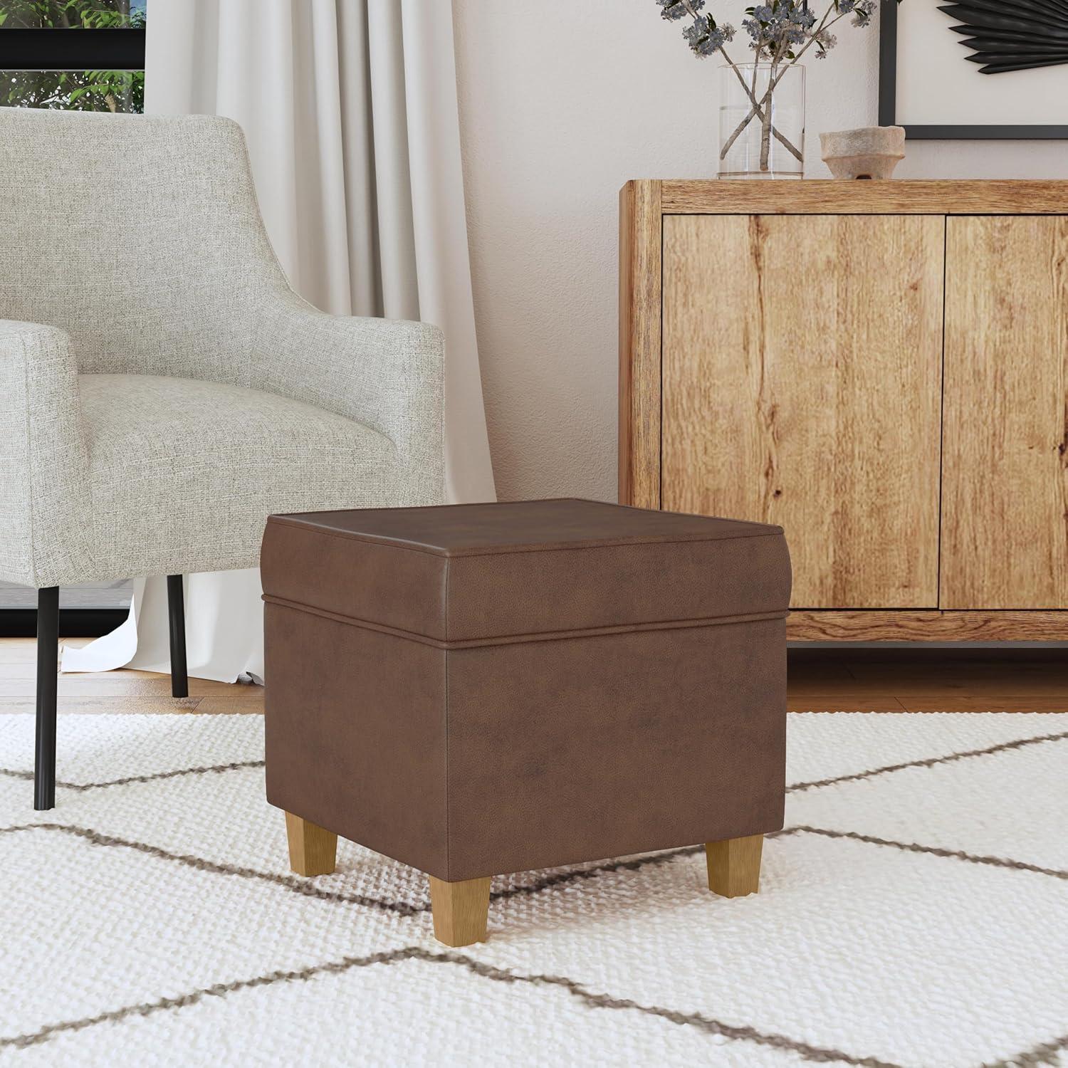 Cole Classics Square Storage Ottoman with Lift Off Top - HomePop