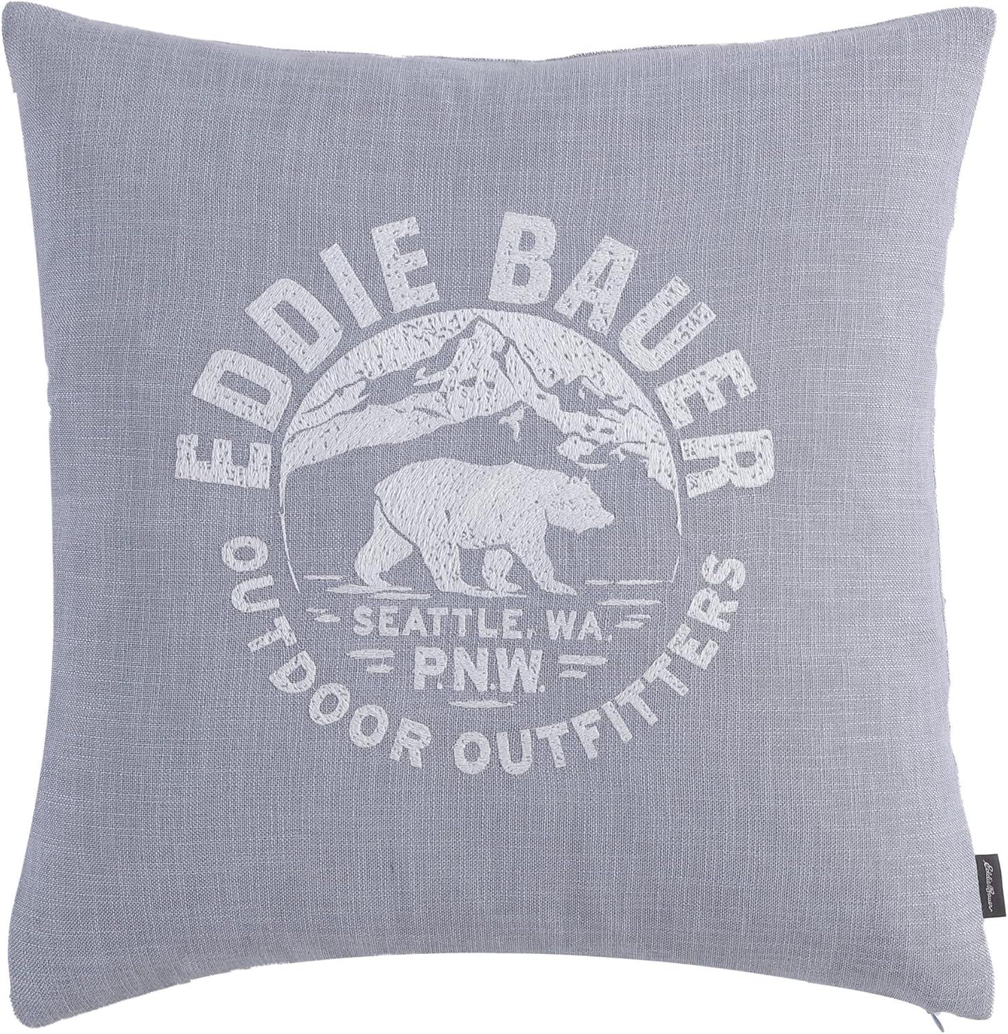 Eddie Bauer Bear Outdoor Outfitters Grey Throw Pillow Cover