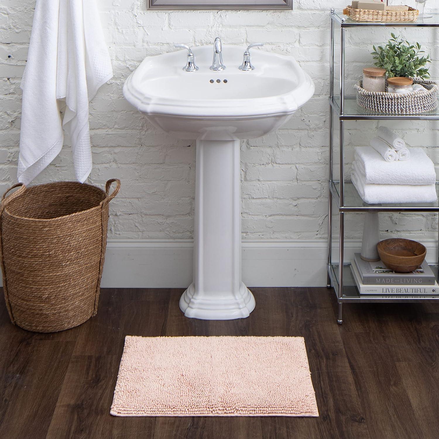 Blush Cotton High-Pile 24" x 60" Bath Rug