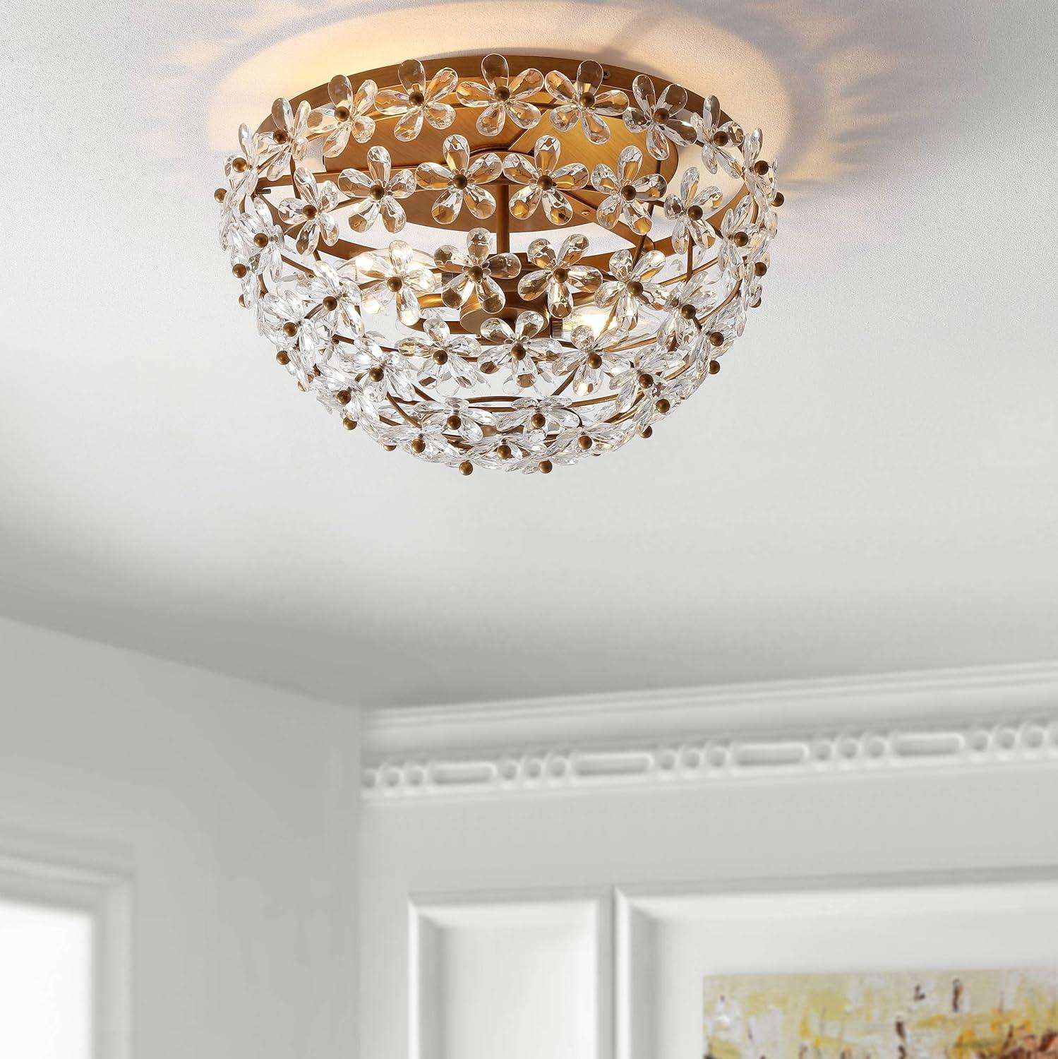 JONATHAN Y Isabelle Metal/Acrylic LED Flush Mount