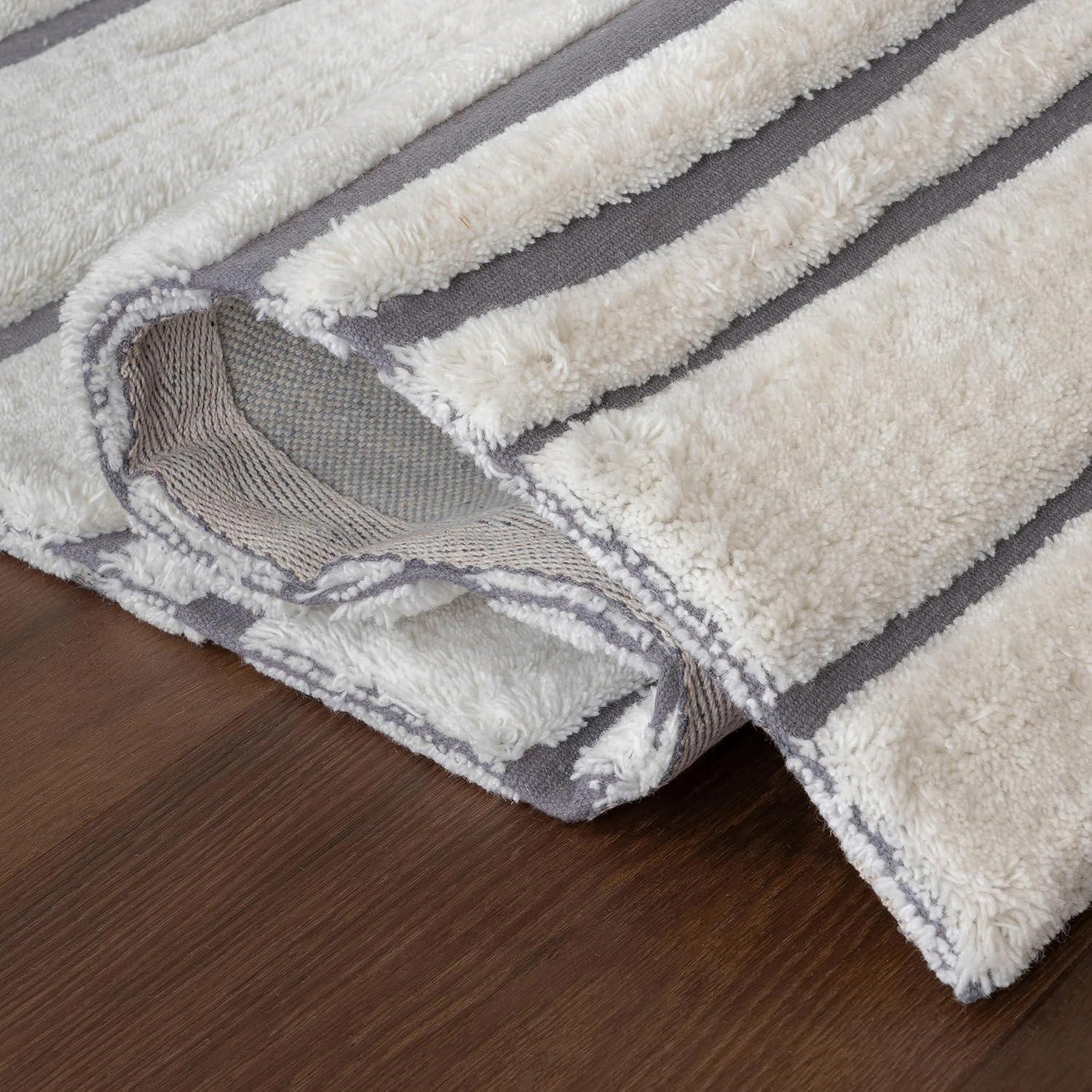 Frenshe Interiors x Rugs USA - Studio Striped New Zealand Wool Indoor Area Rug, Runner 2' 6" x 8', Studio Ivory