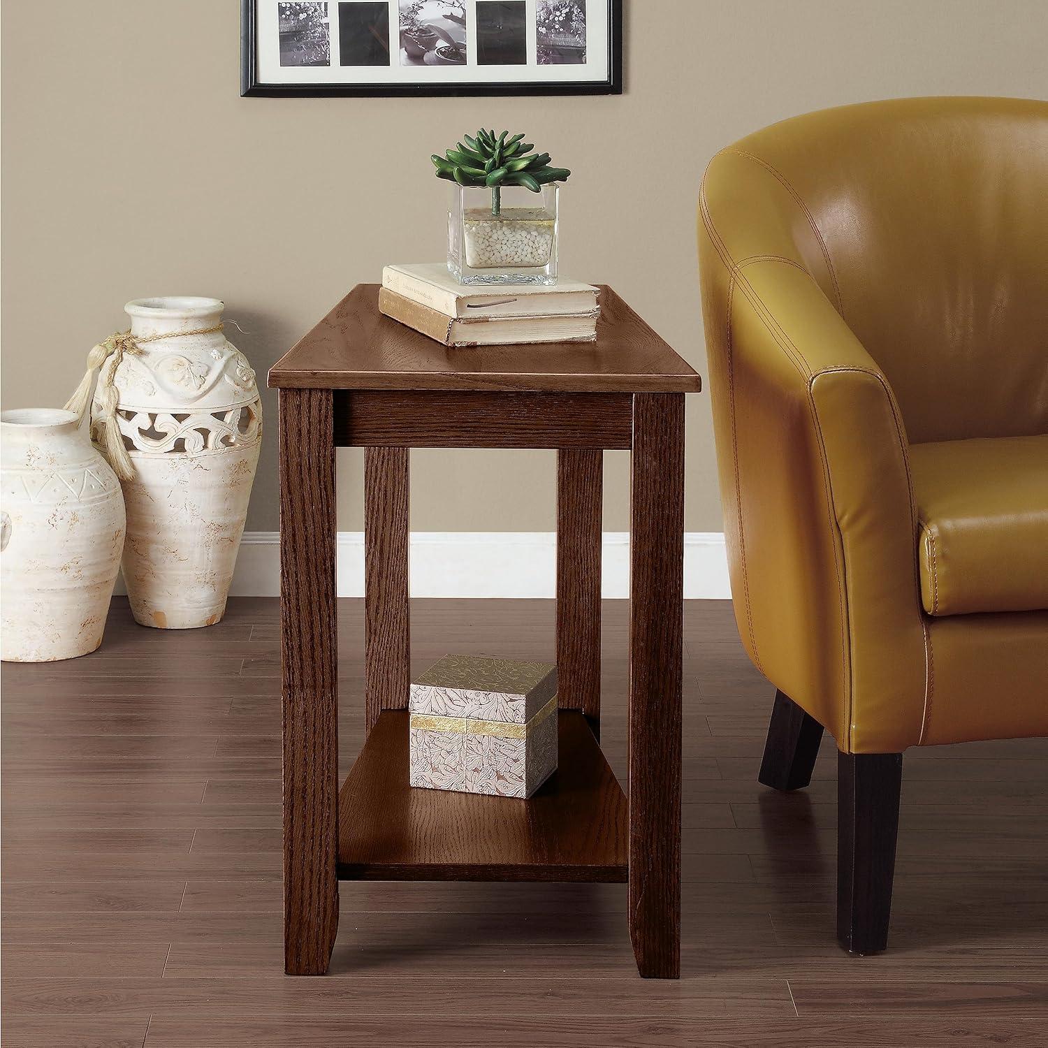 Elwell Wedge Espresso 24" Chairside Table in Transitional Brown Wood