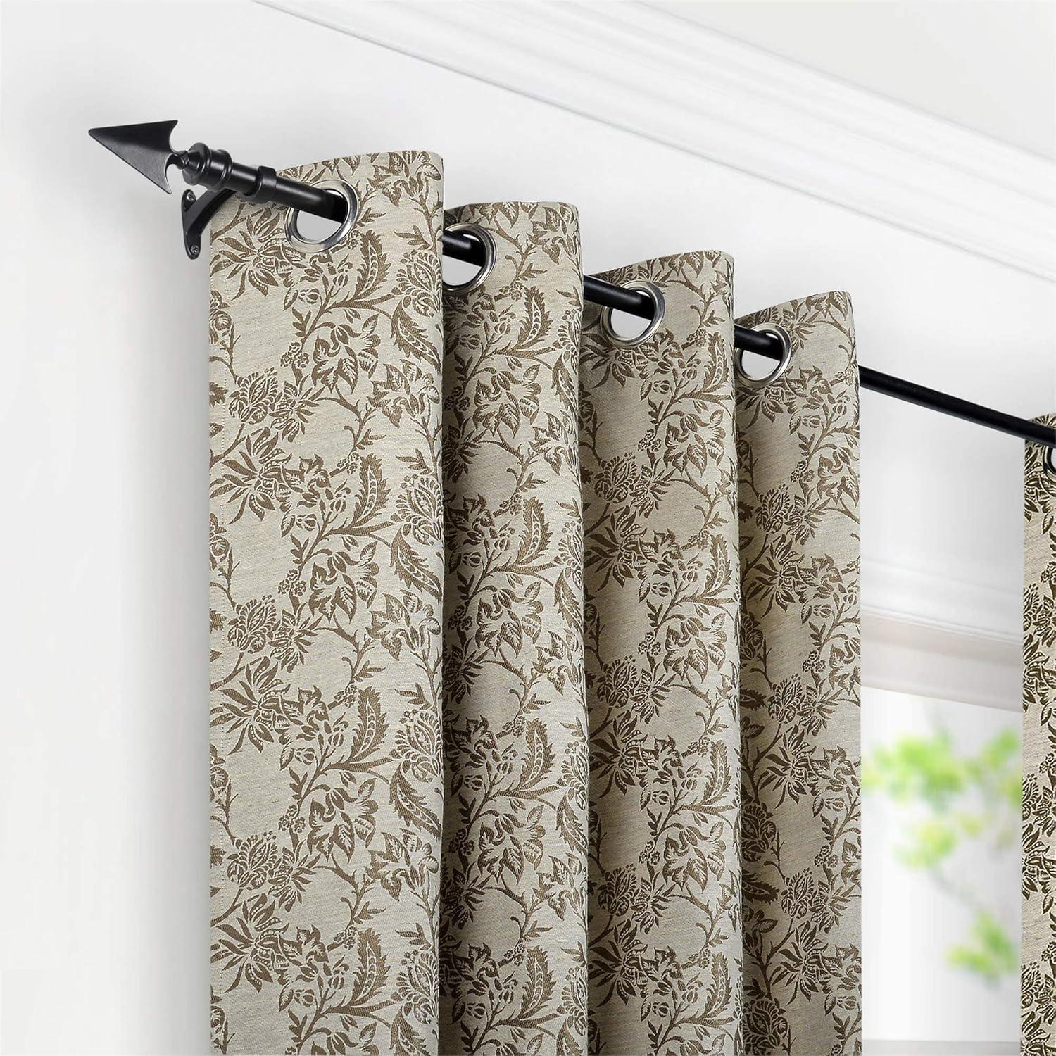 Deco Essential 36 to 66 Inches Adjustable Curtain Rod for Windows with Flat Arrow Finials & Bracket Set (3/4'' Diameter,Black)